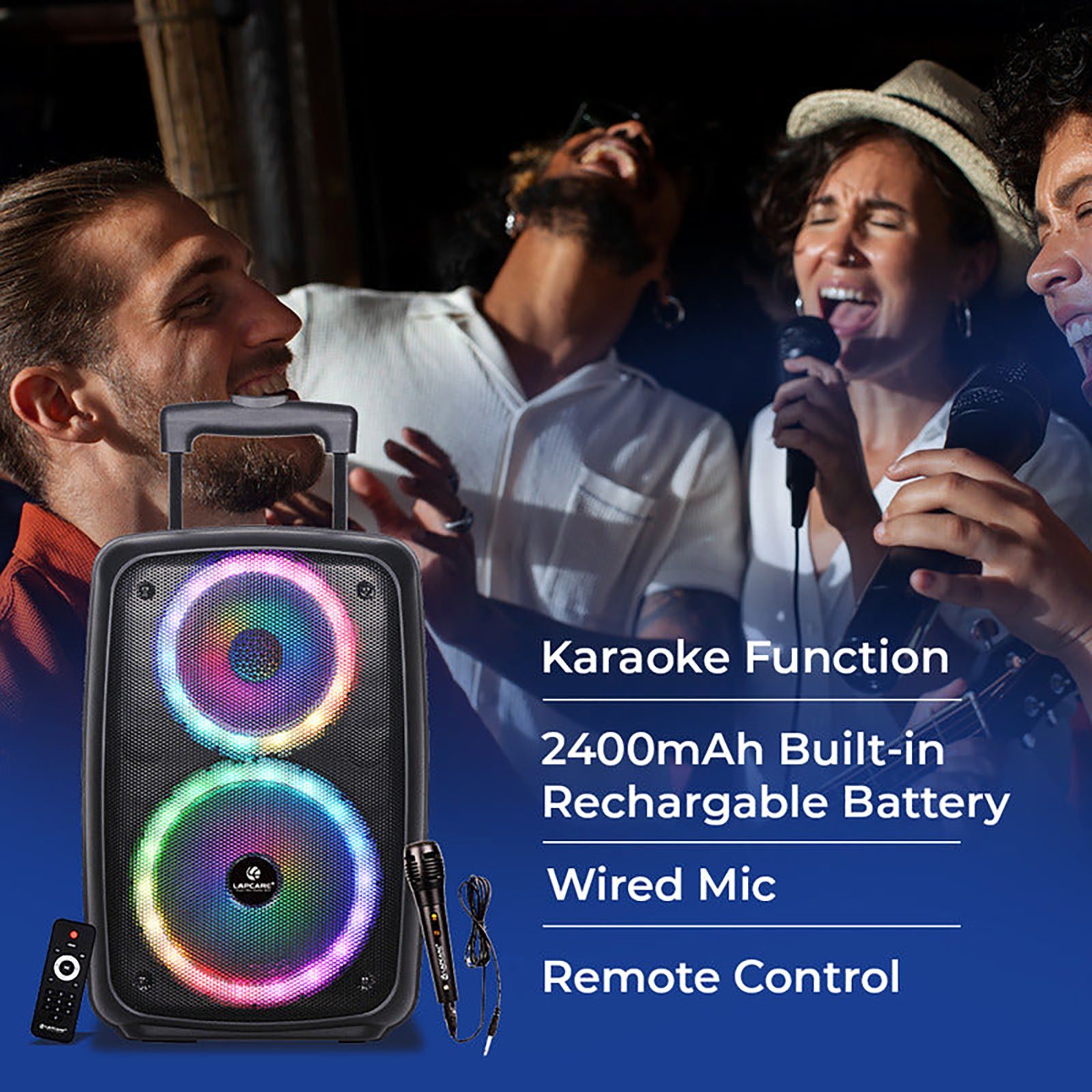 LAPCARE LAPSONIC 30W Bluetooth Party Speaker with Mic (Built-in FM Radio, Stereo Channel, Black) LAPCARE LAPSONIC 30W Bluetooth Party Speaker with Mic (Built-in FM Radio, Stereo Channel, Black)_6