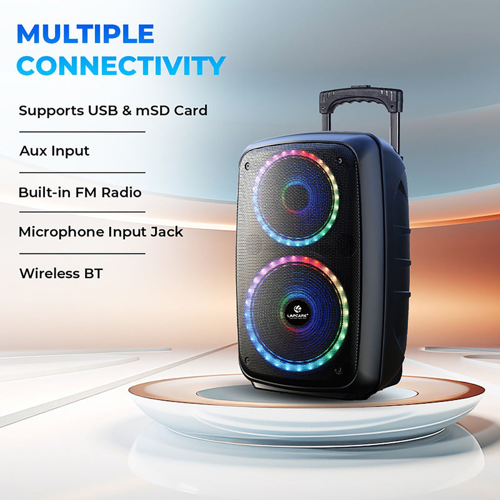 LAPCARE LAPSONIC 30W Bluetooth Party Speaker with Mic (Built-in FM Radio, Stereo Channel, Black) LAPCARE LAPSONIC 30W Bluetooth Party Speaker with Mic (Built-in FM Radio, Stereo Channel, Black)_7