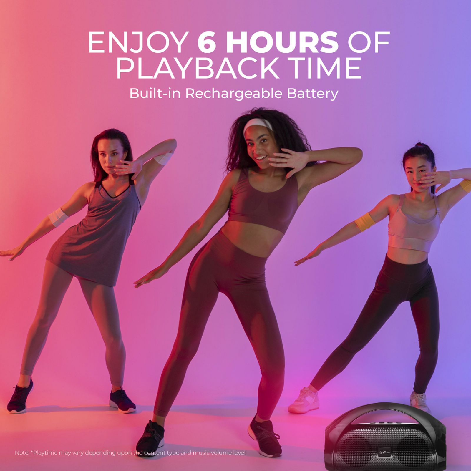 pTron Funk Duet 10W Portable Bluetooth Speaker (Wireless Subwoofer, Black)_3