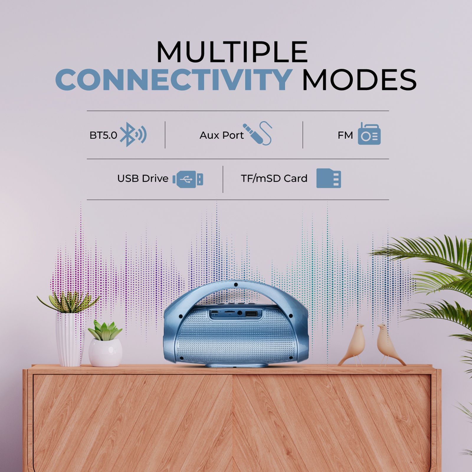 pTron Funk Duet 10W Portable Bluetooth Speaker (Wireless Subwoofer, Blue)_2