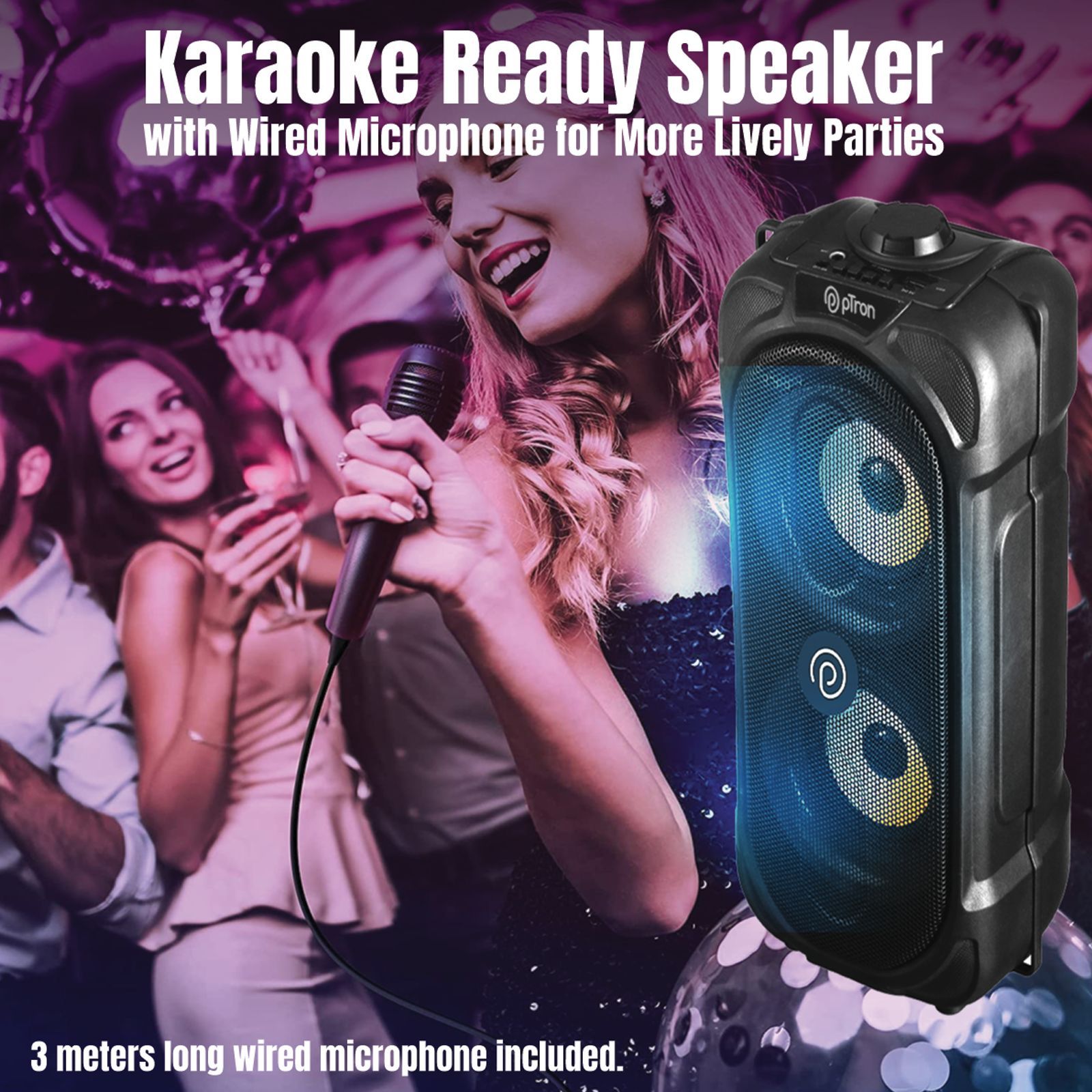 pTron Funk 40W Portable Bluetooth Party Speaker (LED Light Show, Black)_5