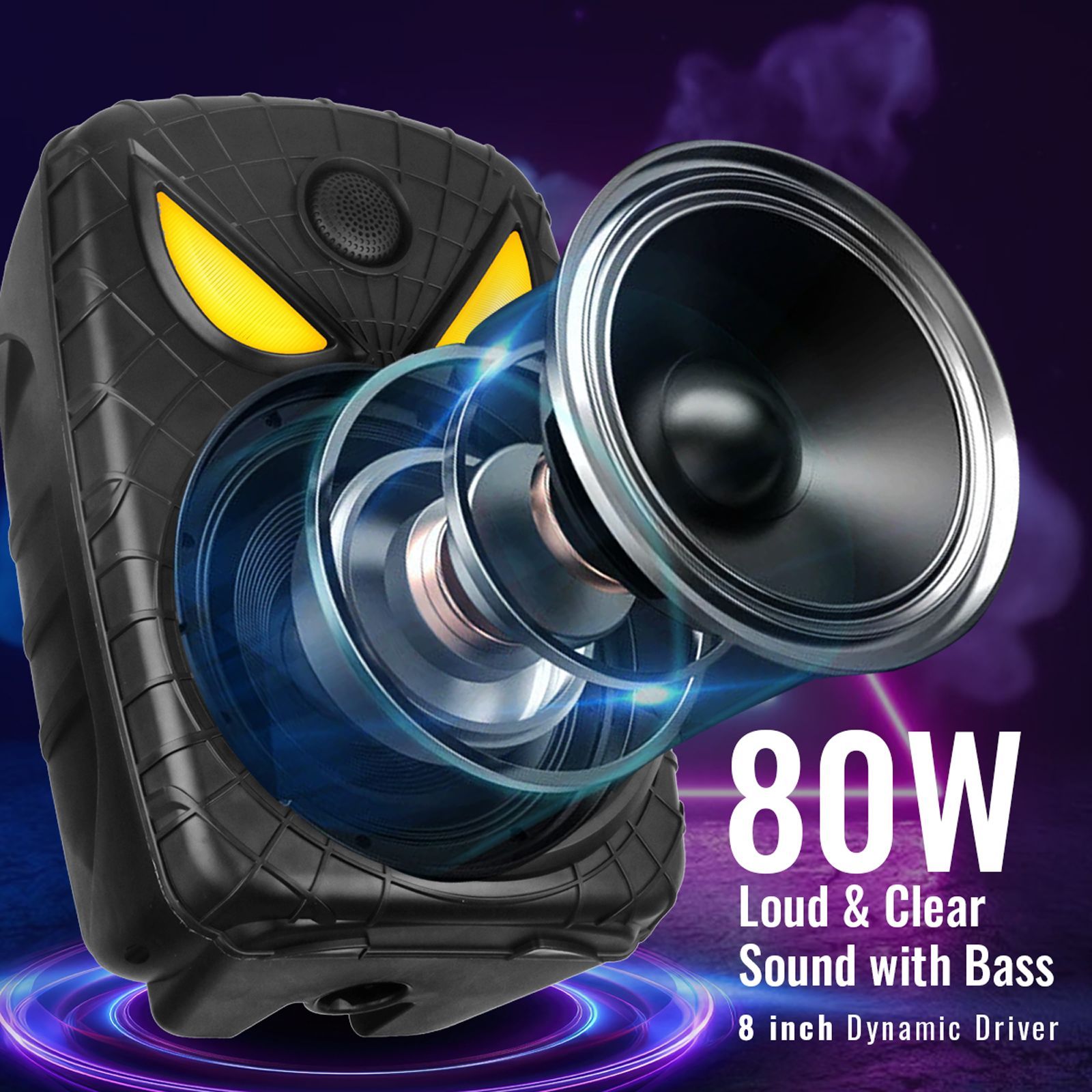 pTron Funk Plus 80W Bluetooth Party Speaker with Mic (Karaoke Supported, Black)_7