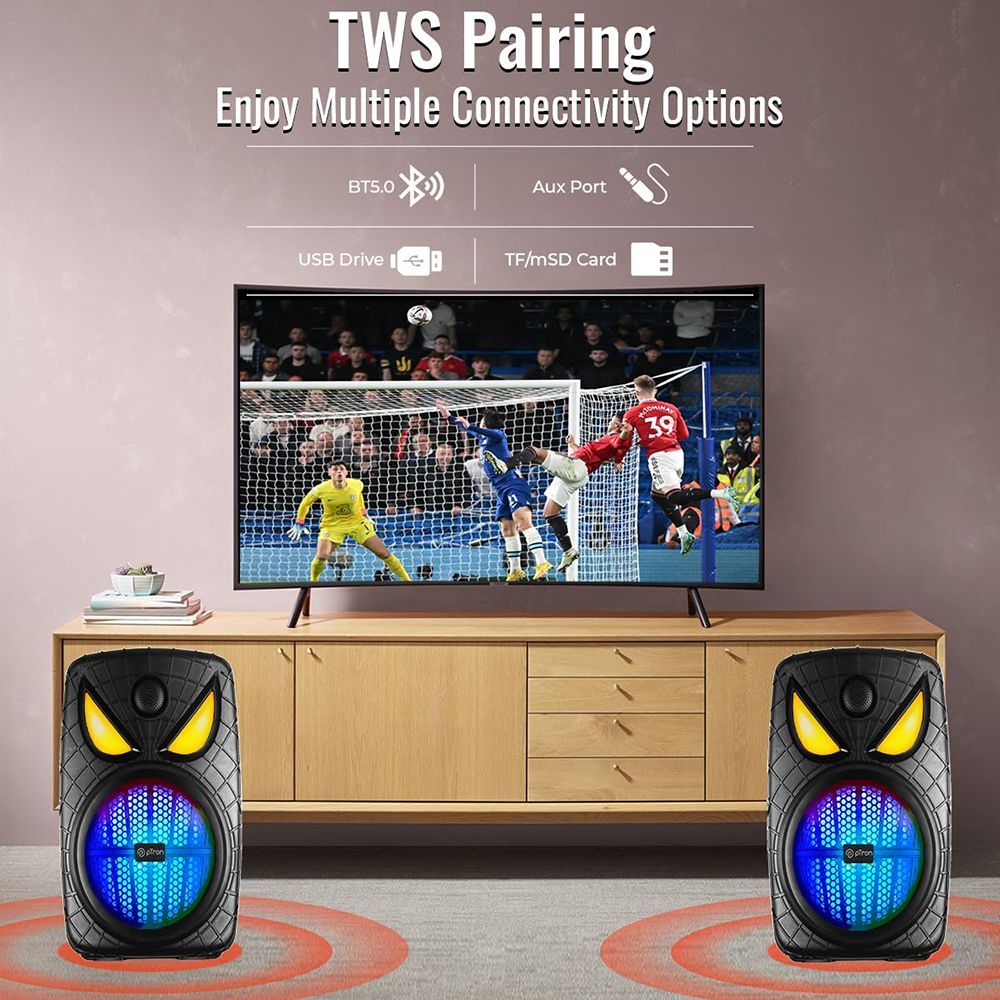 pTron Funk Plus 80W Bluetooth Party Speaker with Mic (Karaoke Supported, Black)_3