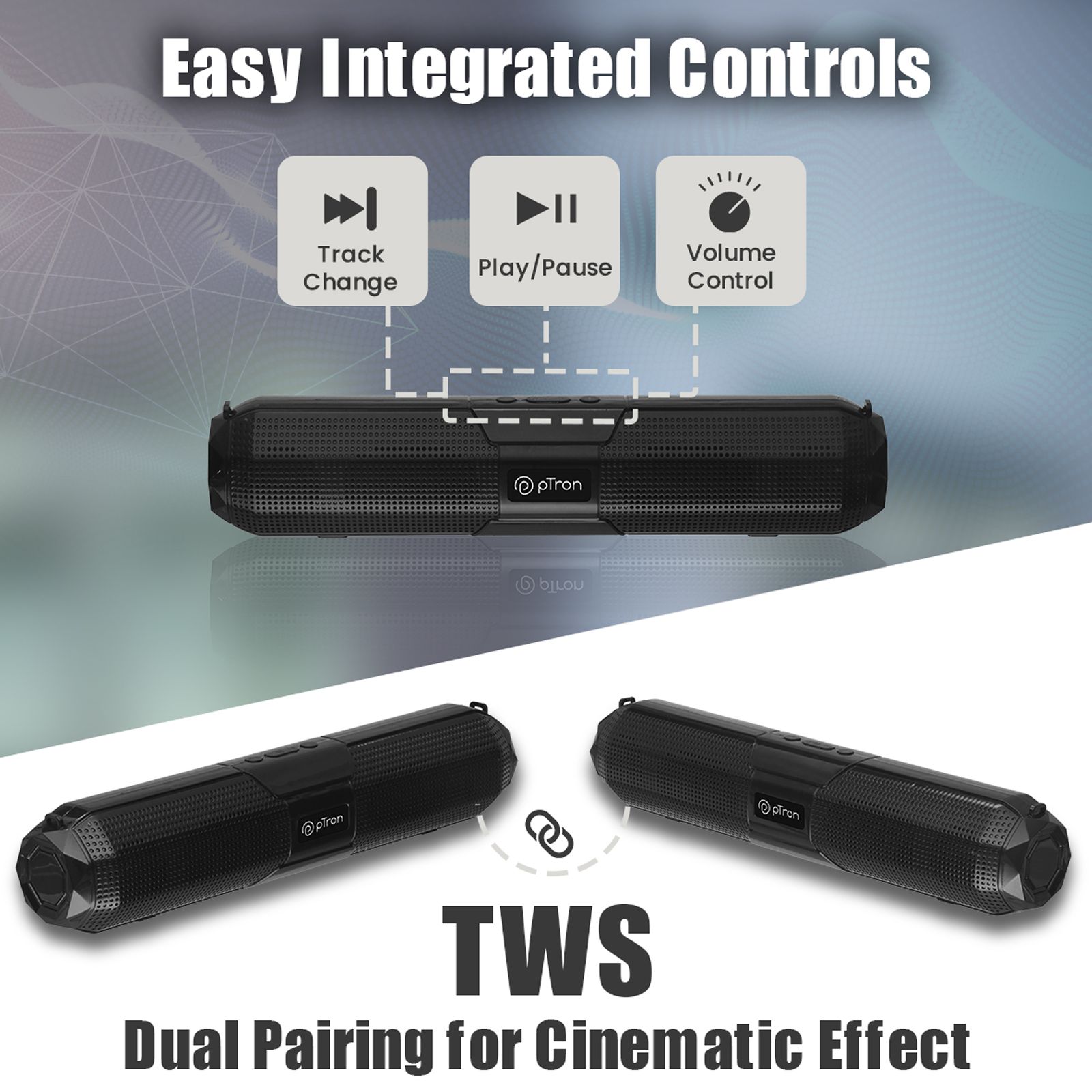 pTron Funk Wave 16W Portable Bluetooth Speaker (19 Hours Battery Life, Black)_3