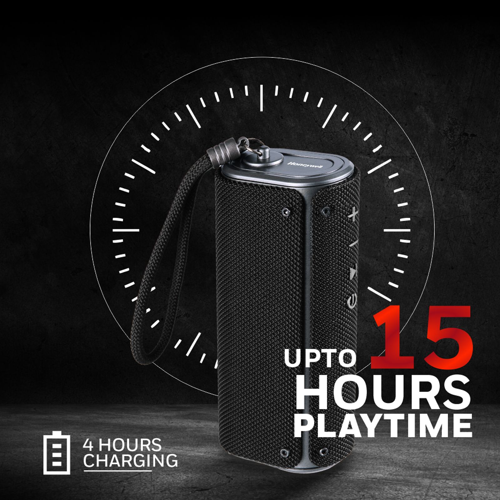 Honeywell Trueno U200 10W Portable Bluetooth Speaker (IPX6 Water Proof, Upto 15 Hours of Playtime, Stereo Channel, Black) _3