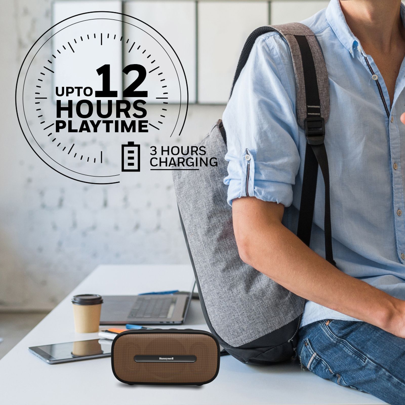 Honeywell Suono P100 5W Portable Bluetooth Speaker (IPX7 Water Proof, 52 mm Drivers, 5.0 Channel, Black)_5