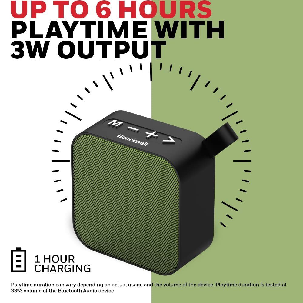 Honeywell Moxie V100 3W Portable Bluetooth Speaker (IPX4 Water Resistant, Stereo Sound, 2.1 Channel, Olive Green)_10