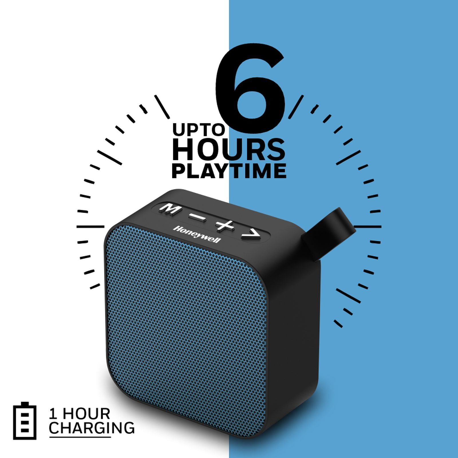 Honeywell Moxie V100 3W Portable Bluetooth Speaker (IPX4 Water Resistant, Stereo Sound, 2.1 Channel, Blue)_4