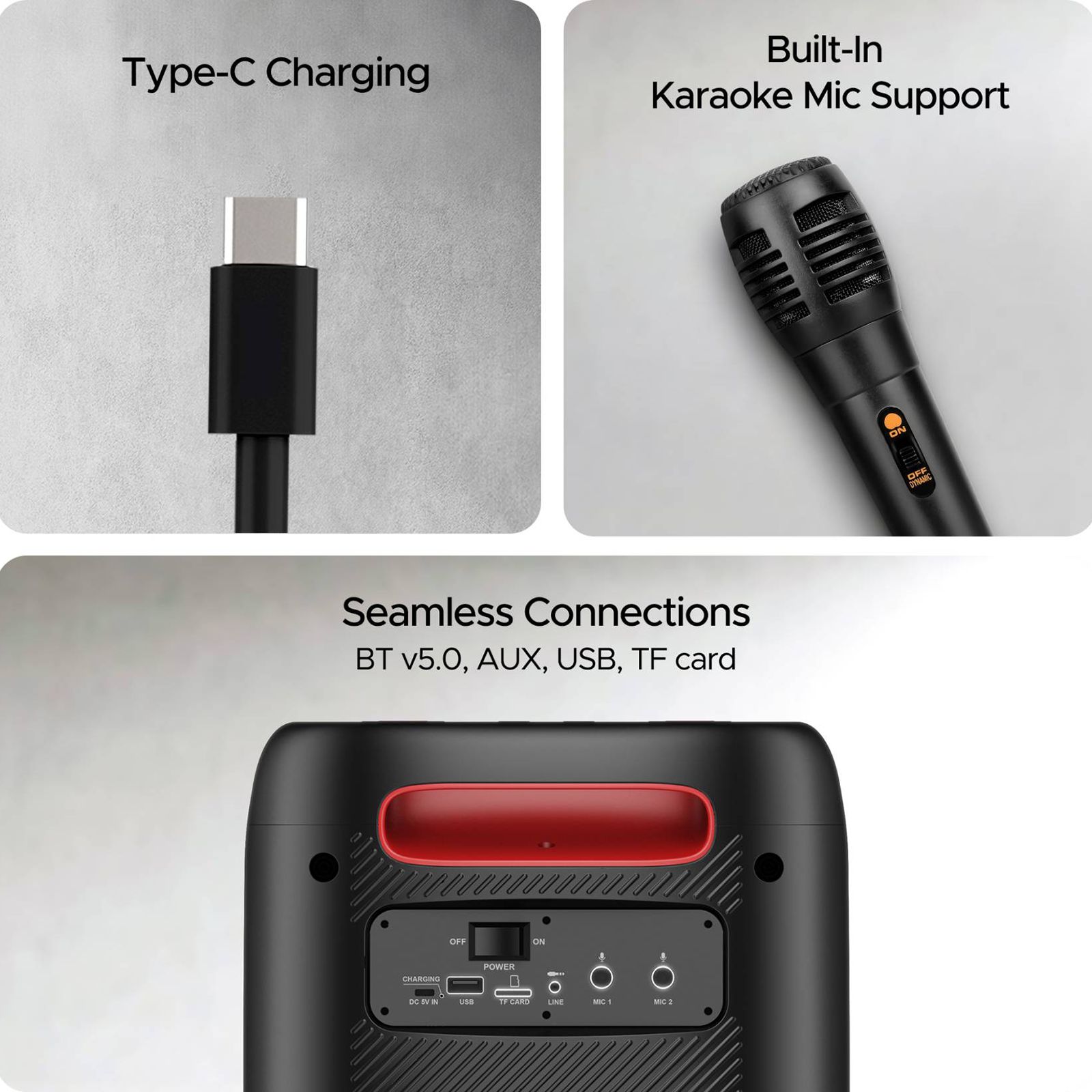 boAt Partypal 185 50W Bluetooth Party Speaker with Mic (TWS Mode, Stereo Channel, Midnight Black)_4