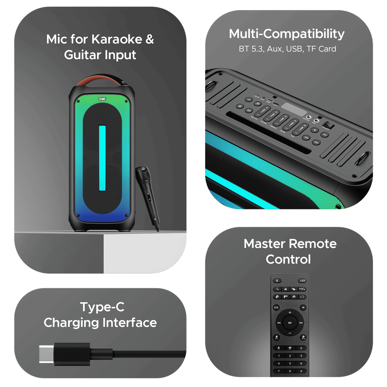 boAt Party Pal 320 120W Portable Bluetooth Speaker (Treble EQ Modes, 1.0 Channel, Premium Black)_12