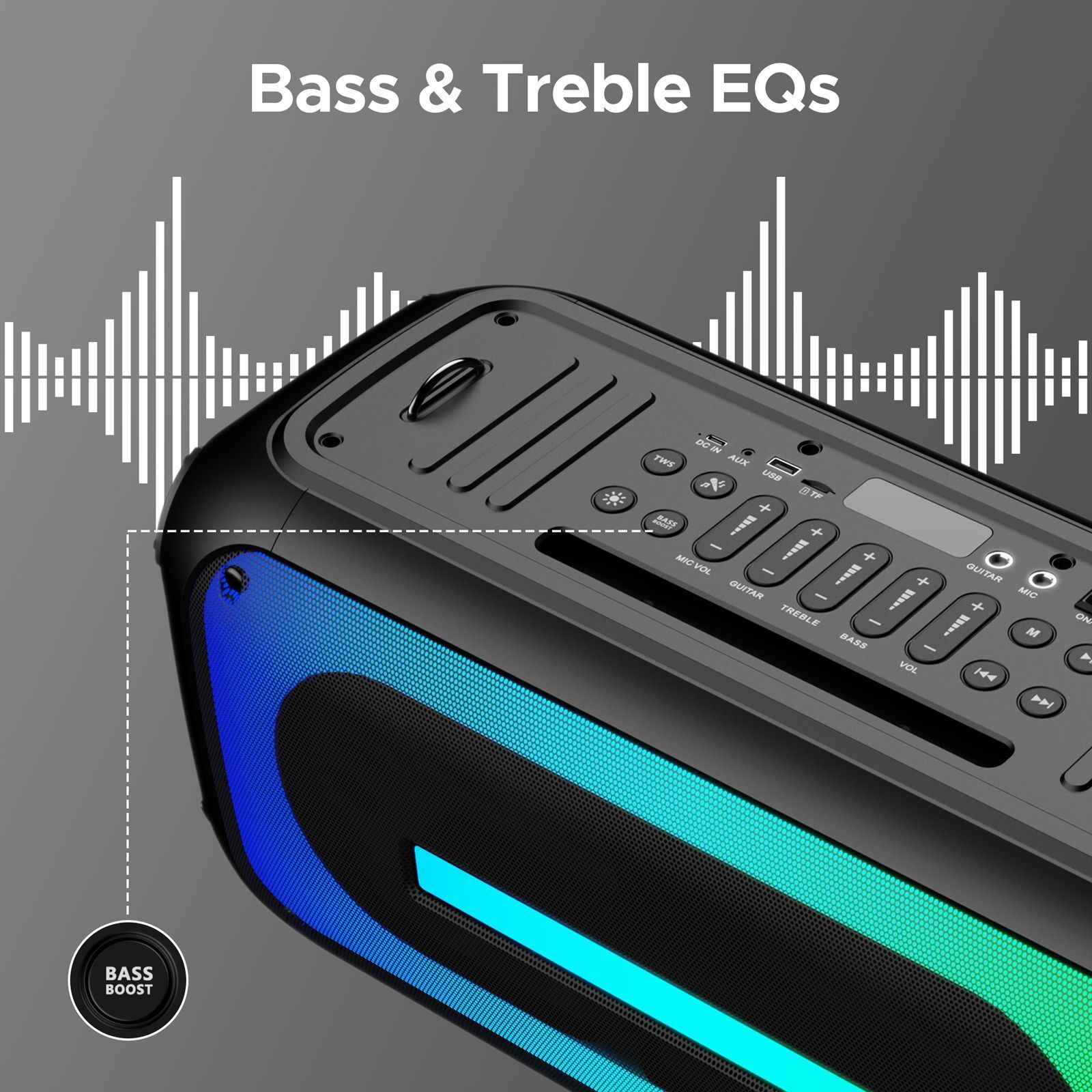 boAt Party Pal 320 120W Portable Bluetooth Speaker (Treble EQ Modes, 1.0 Channel, Premium Black)_7