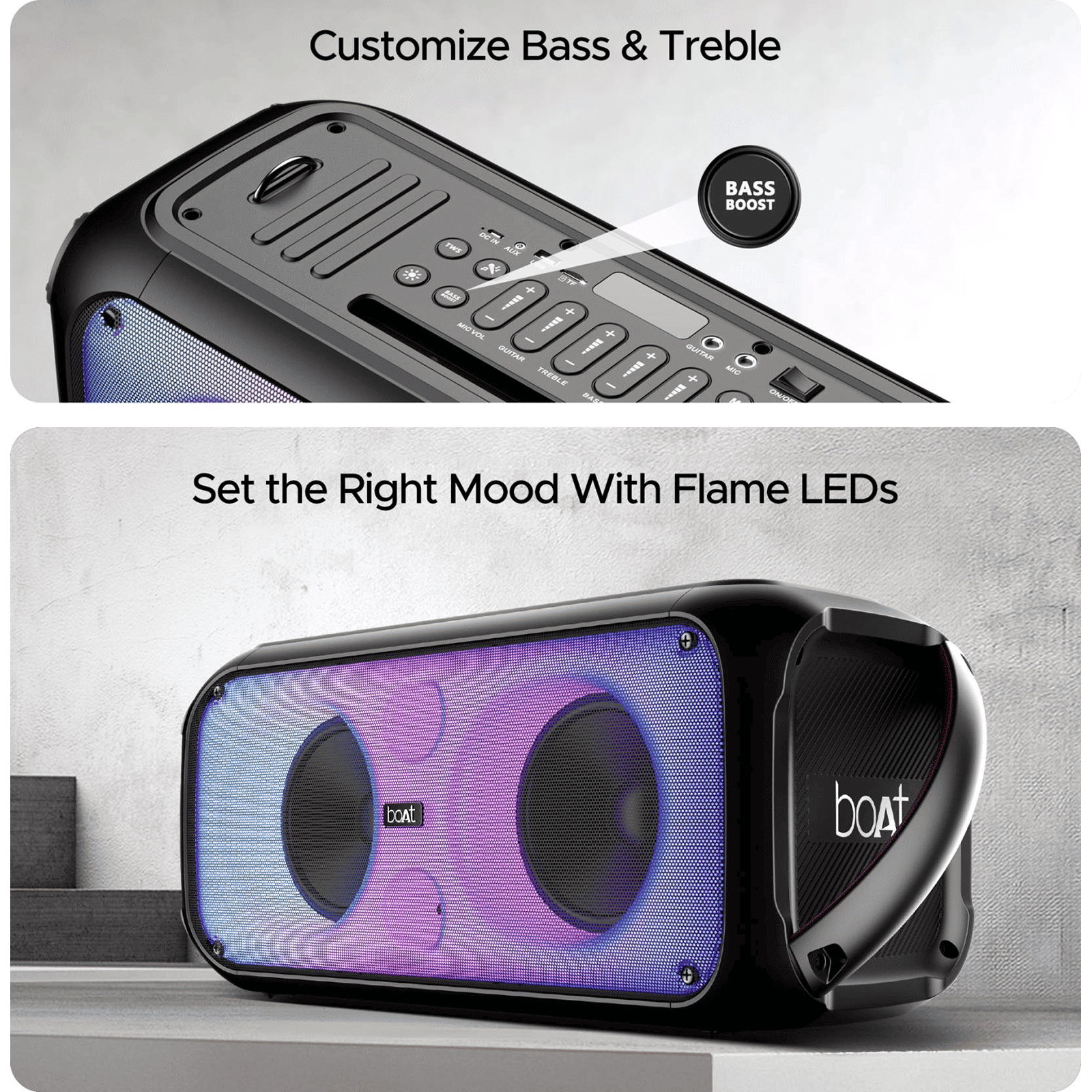 boAt Party Pal 300 120W Bluetooth Party Speaker with Mic (Bass & Treble EQs, Mono Channel, Premium Black)_6