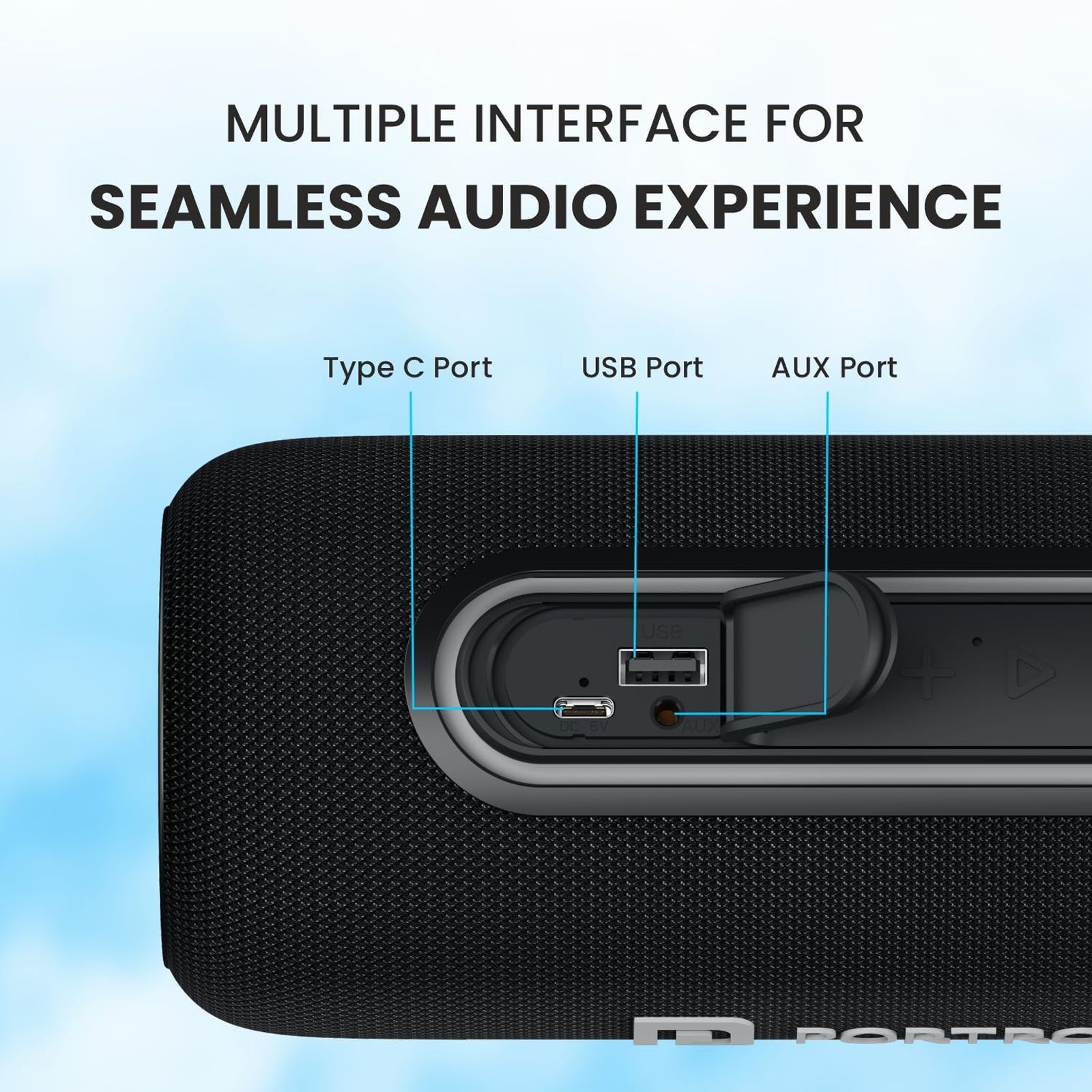 PORTRONICS Resound 2 15W Portable Bluetooth Speaker (IPX5 Water Resistant, 5 Hours Playtime, Black)_3