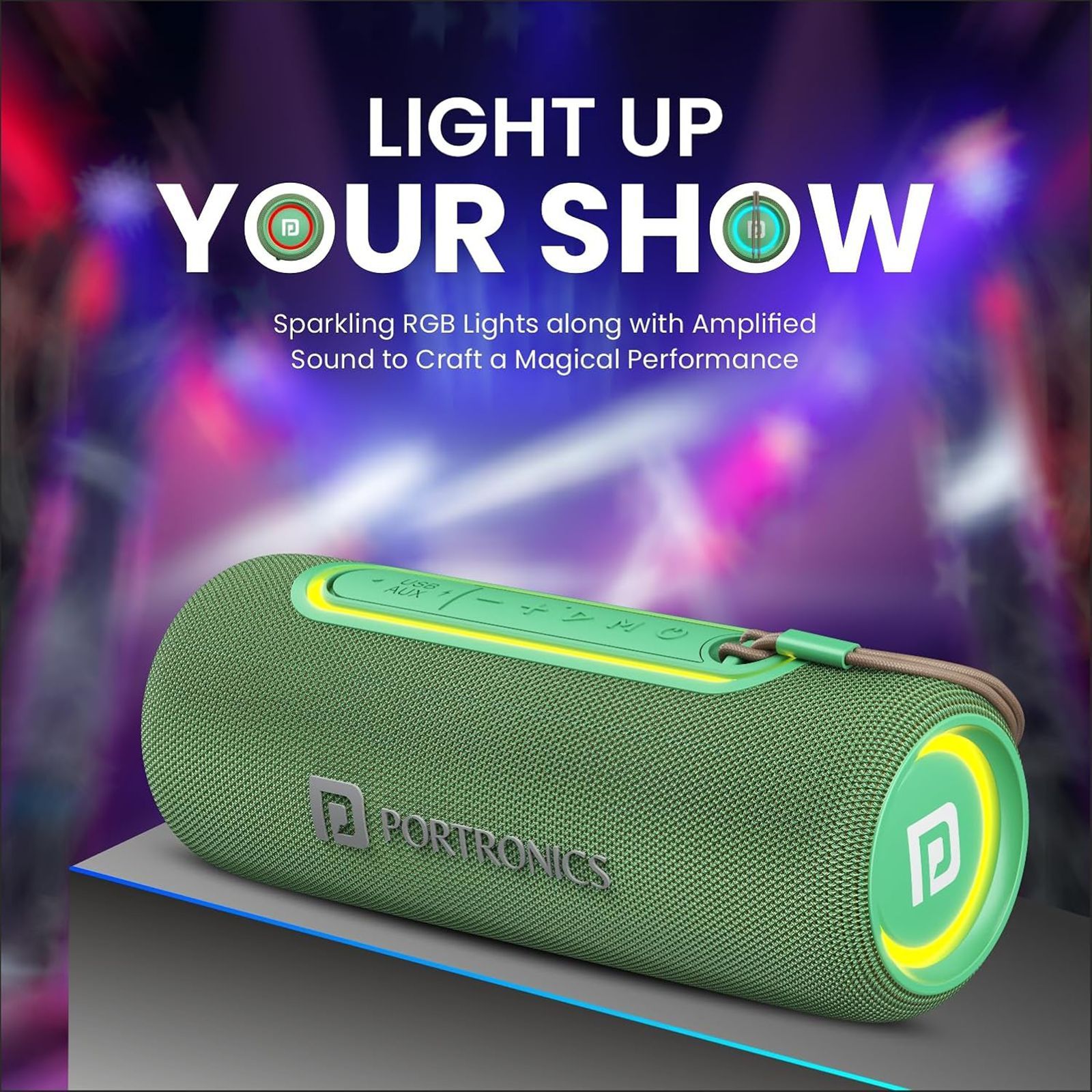 PORTRONICS Resound 2 15W Portable Bluetooth Speaker (IPX5 Water Resistant, 5 Hours Playtime, Green)_11