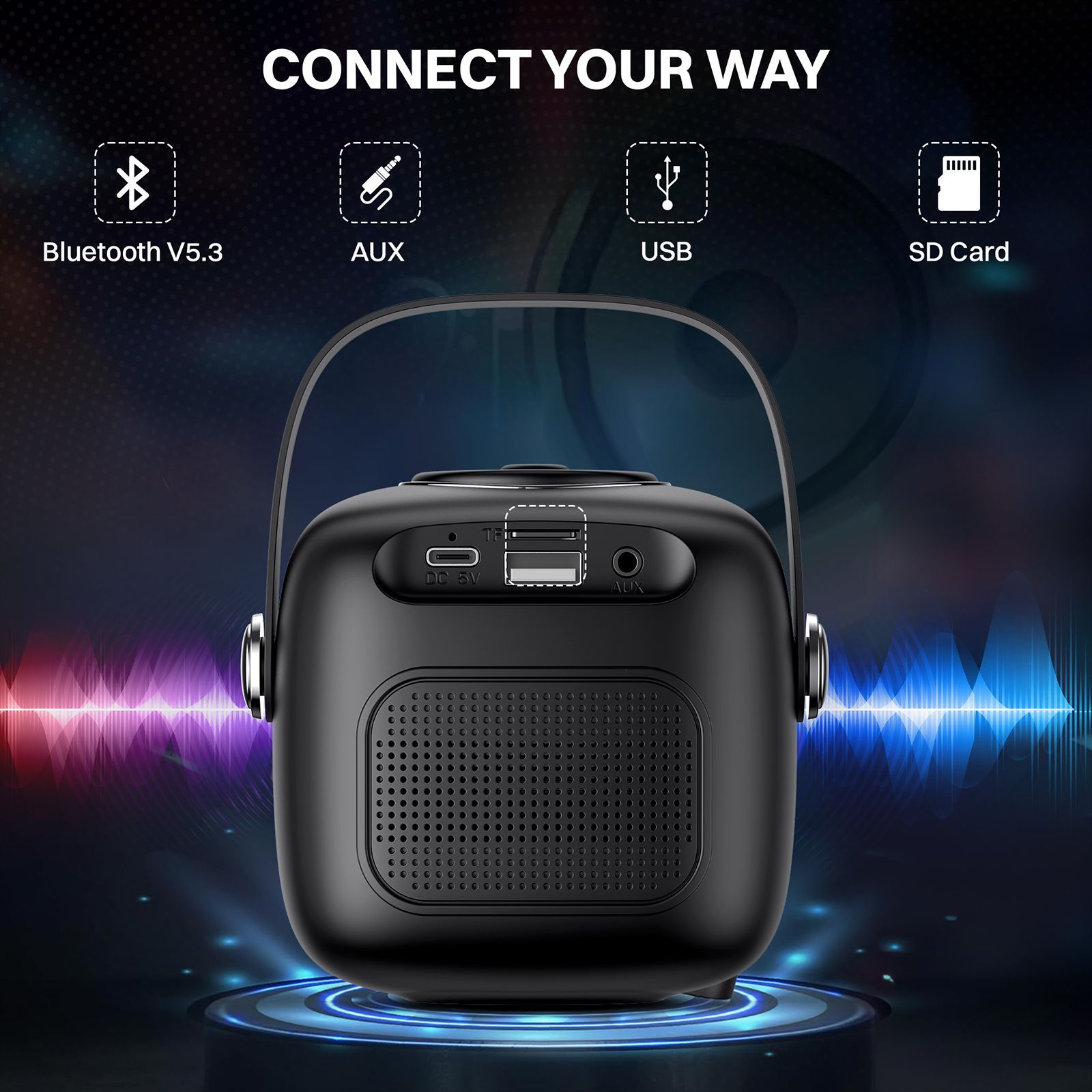 Croma 5W Portable Bluetooth Speaker (Ambient LED Light, Mono Channel, Black)_12