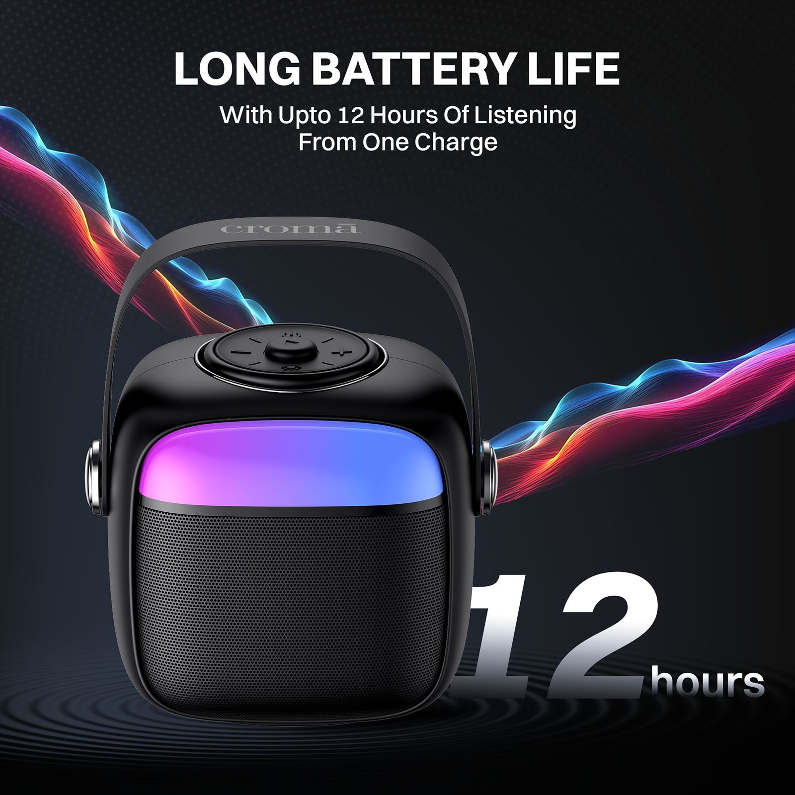 Croma 5W Portable Bluetooth Speaker (Ambient LED Light, Mono Channel, Black)_13