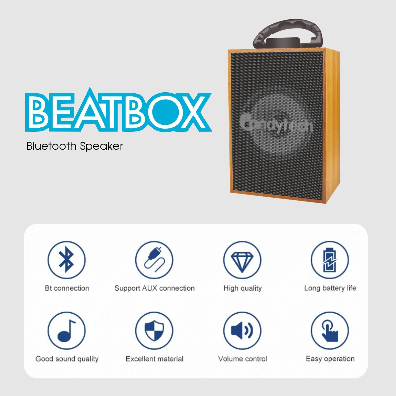 Candytech Beatbox 5W Portable Bluetooth Speaker (6 To 8 Hours of Playtime, Wooden Black)_3
