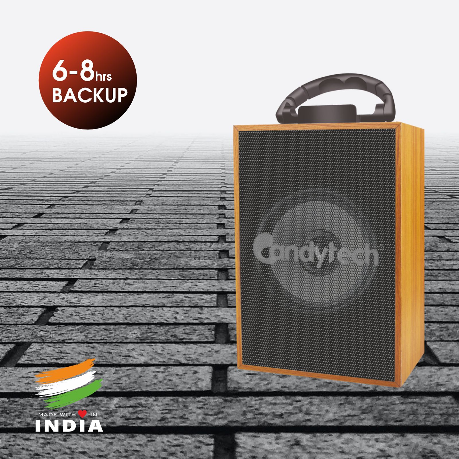 Candytech Beatbox 5W Portable Bluetooth Speaker (6 To 8 Hours of Playtime, Wooden Black)_5