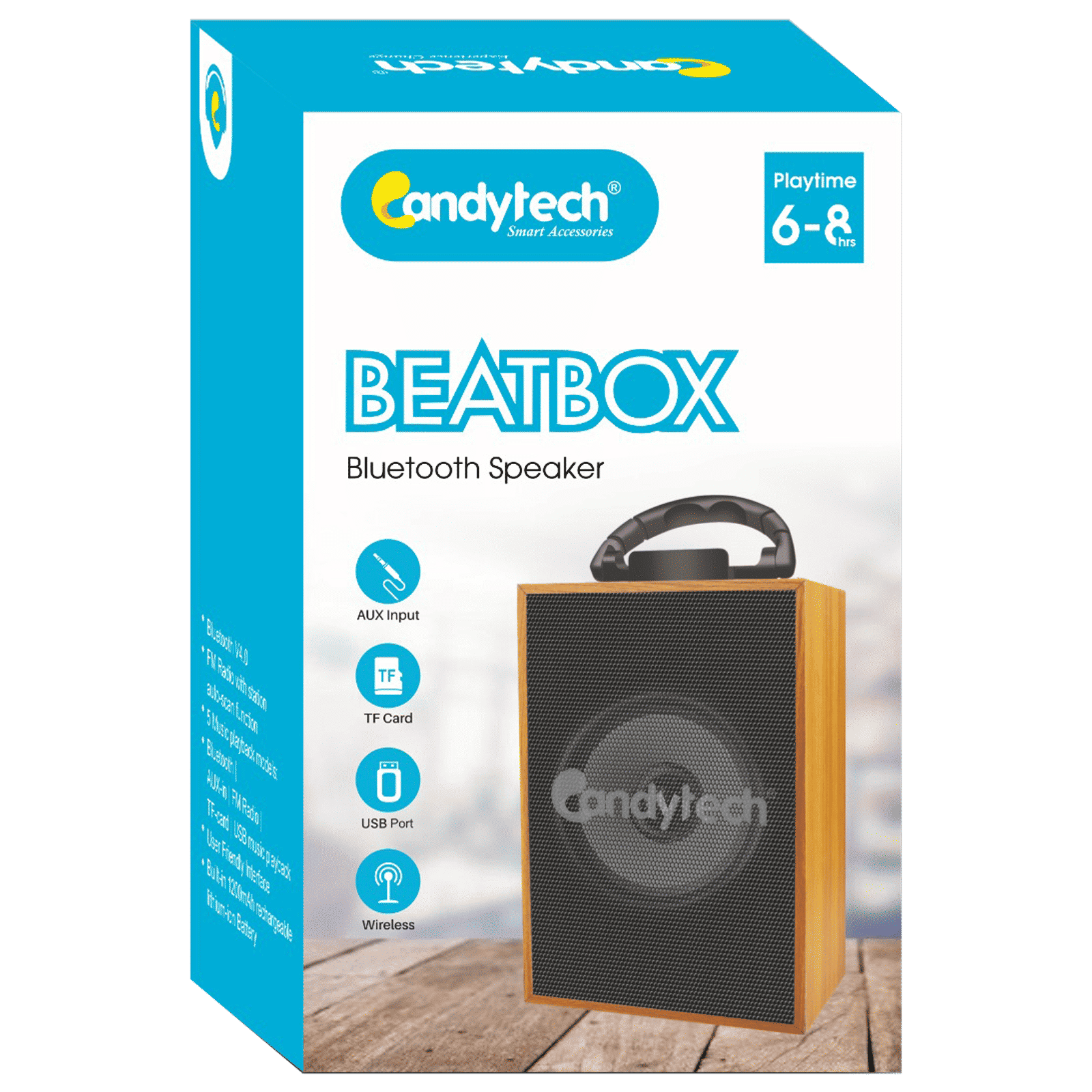 Candytech Beatbox 5W Portable Bluetooth Speaker (6 To 8 Hours of Playtime, Wooden Black)_6
