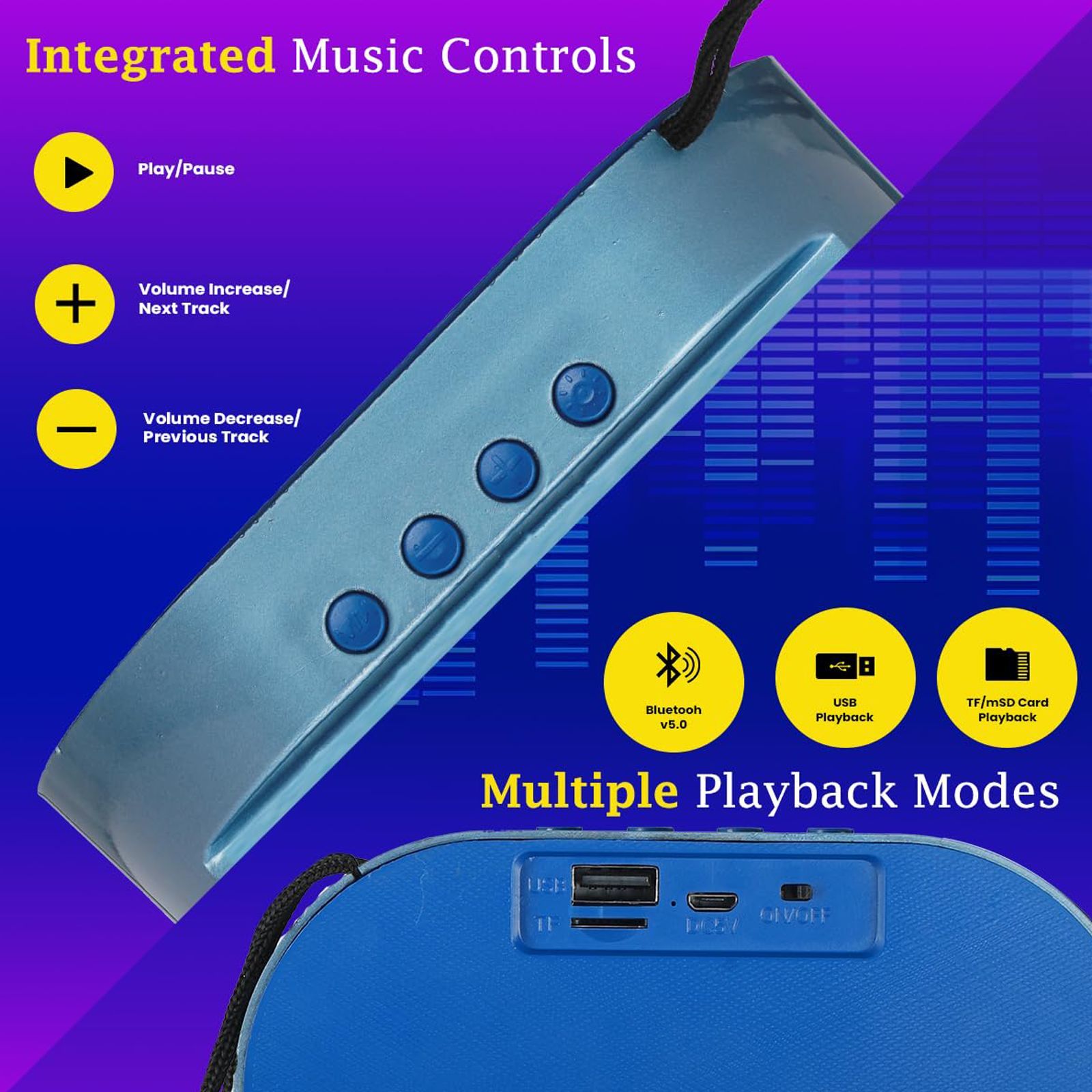 pTron Fusion Hook 6W Portable Bluetooth Speaker (52mm Dynamic Driver, Baby Blue) pTron Fusion Hook 6W Portable Bluetooth Speaker (52mm Dynamic Driver, Baby Blue)_2