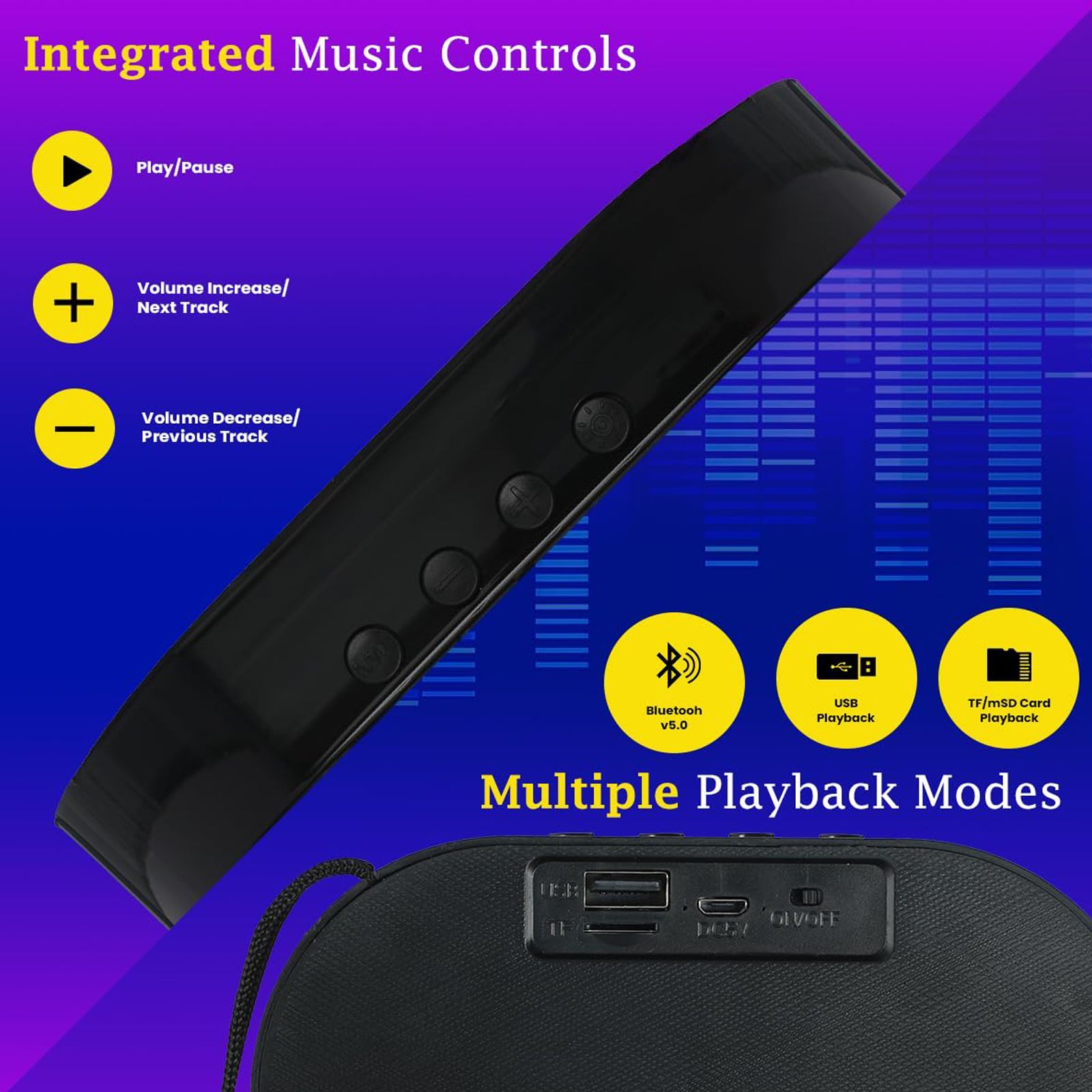 pTron Fusion Hook 6W Portable Bluetooth Speaker (52mm Dynamic Driver, Grey)_11