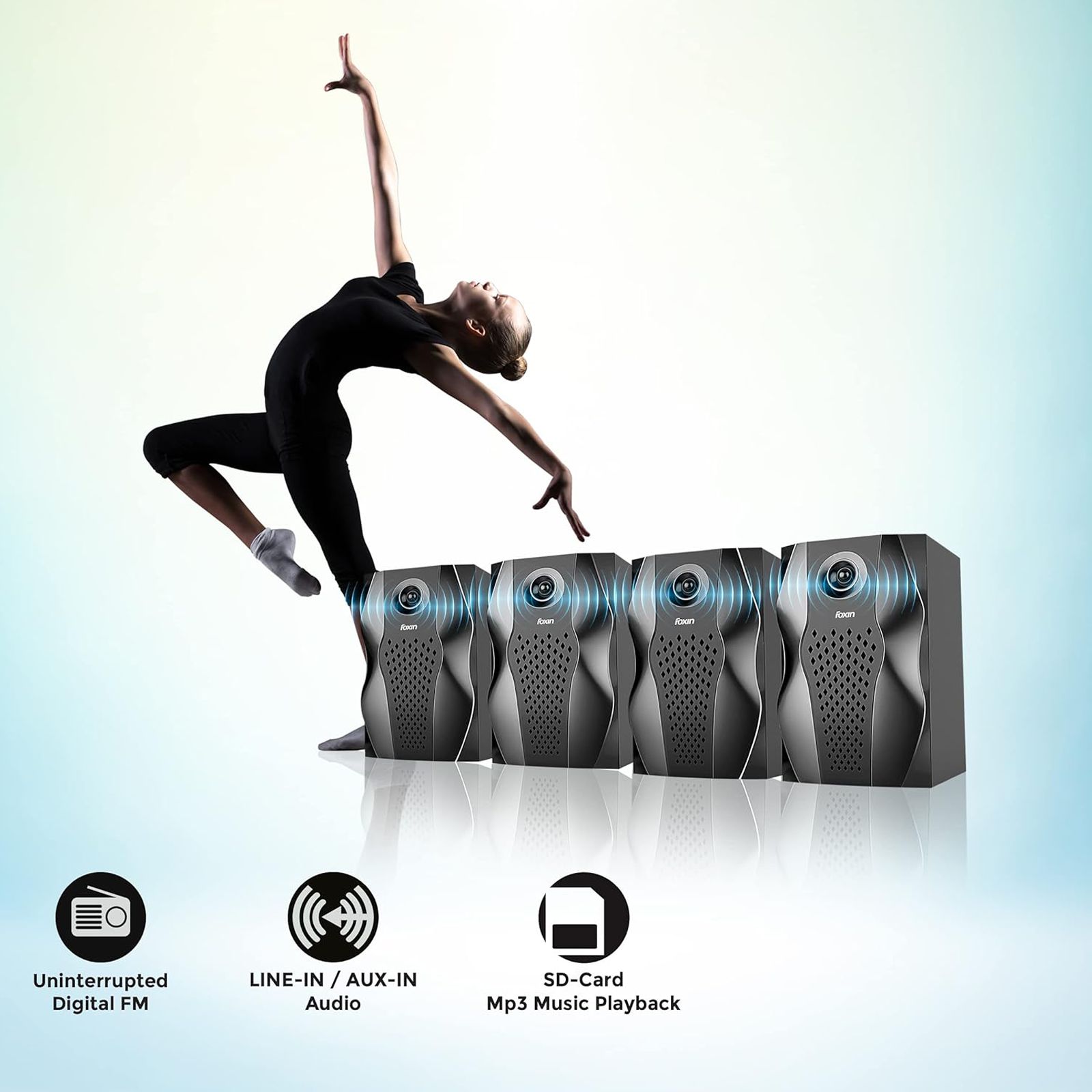 foxin FMS 5450 95W Multimedia Speaker (Dual Connectivity, 4.1 Channel, Black) foxin FMS 5450 95W Multimedia Speaker (Dual Connectivity, 4.1 Channel, Black)_6