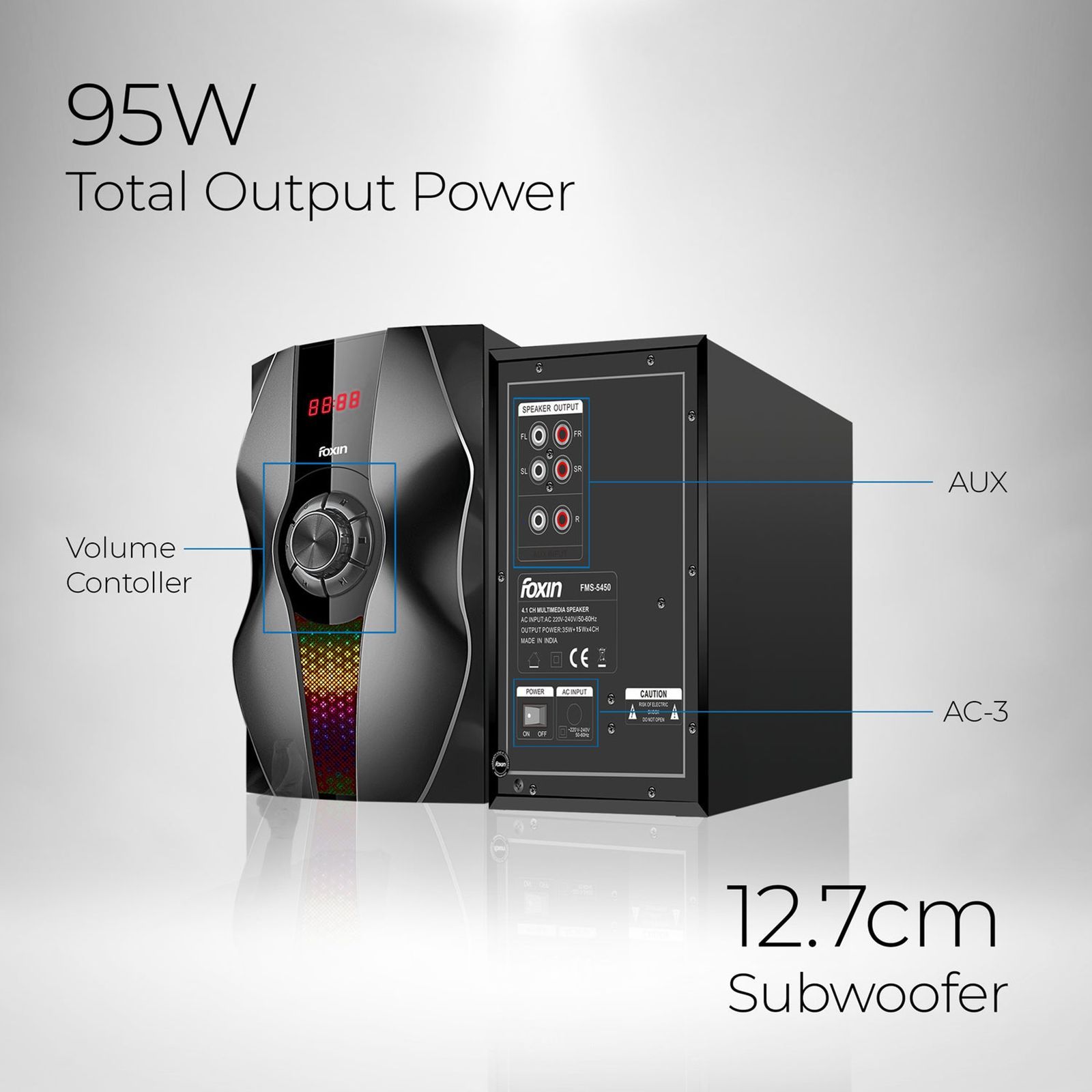 foxin FMS 5450 95W Multimedia Speaker (Dual Connectivity, 4.1 Channel, Black) foxin FMS 5450 95W Multimedia Speaker (Dual Connectivity, 4.1 Channel, Black)_10