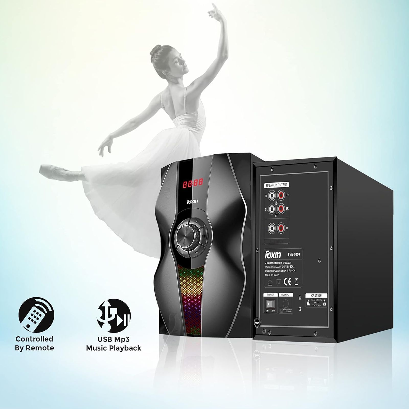 foxin FMS 5450 95W Multimedia Speaker (Dual Connectivity, 4.1 Channel, Black) foxin FMS 5450 95W Multimedia Speaker (Dual Connectivity, 4.1 Channel, Black)_5