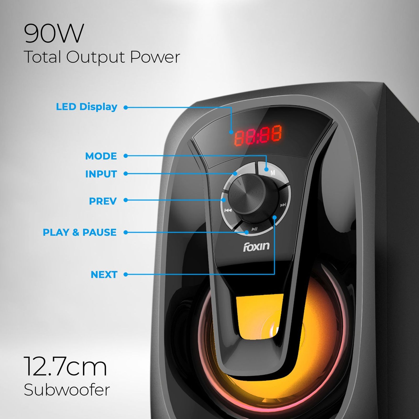 foxin FMS 5400 90W Multimedia Speaker (Bluetooth Connectivity, 4.1 Channel, Black)_9