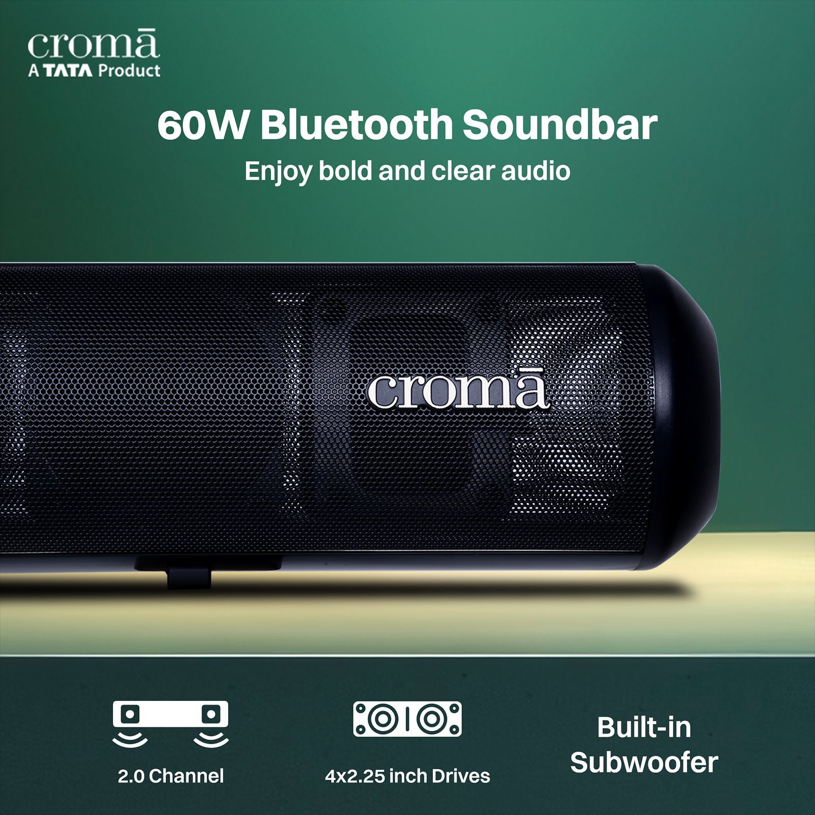 Croma 60W Bluetooth Soundbar with Remote (Preset EQ Modes, 2.0 Channel, Black) Croma 60W Bluetooth Soundbar with Remote (Preset EQ Modes, 2.0 Channel, Black)_11