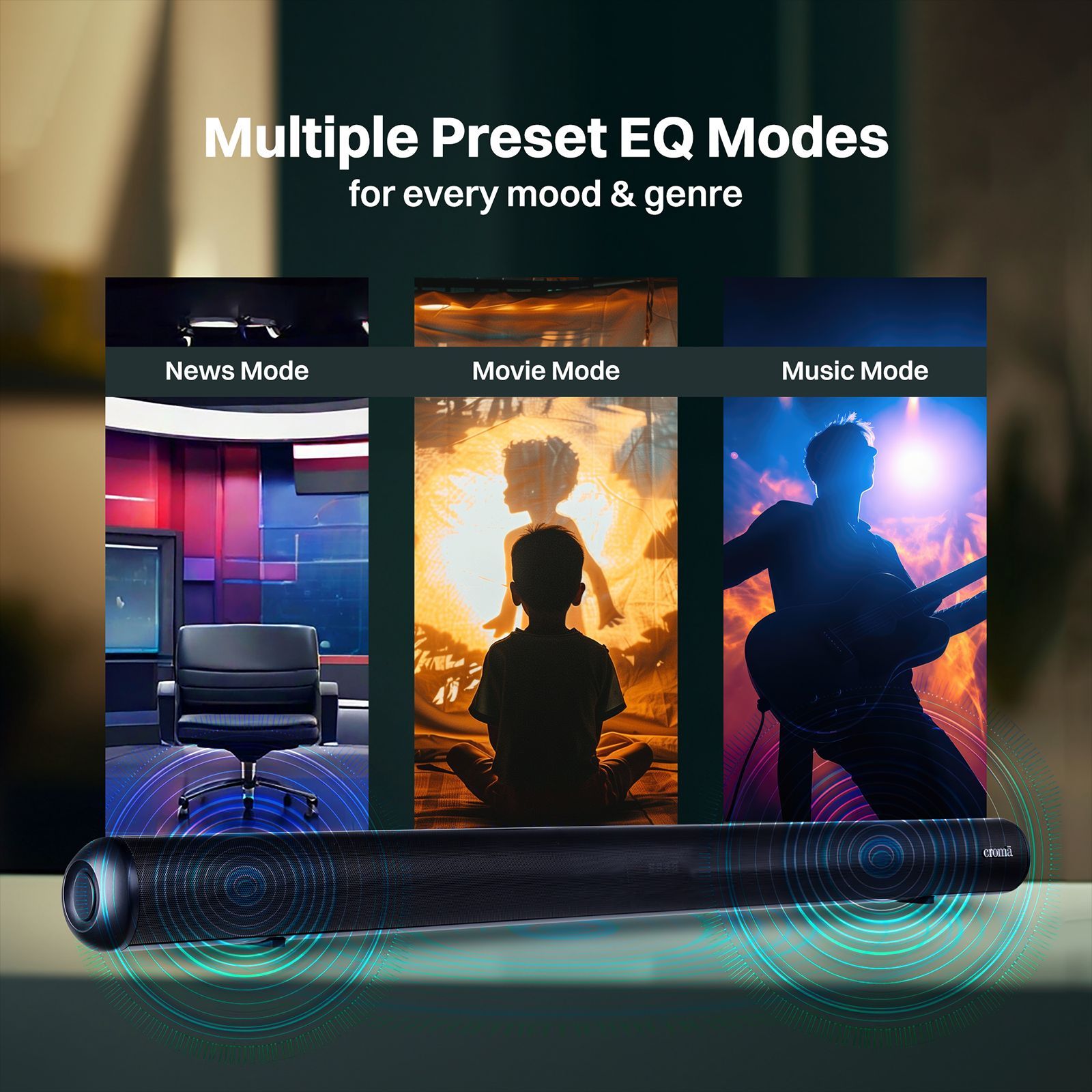 Croma 60W Bluetooth Soundbar with Remote (Preset EQ Modes, 2.0 Channel, Black) Croma 60W Bluetooth Soundbar with Remote (Preset EQ Modes, 2.0 Channel, Black)_12