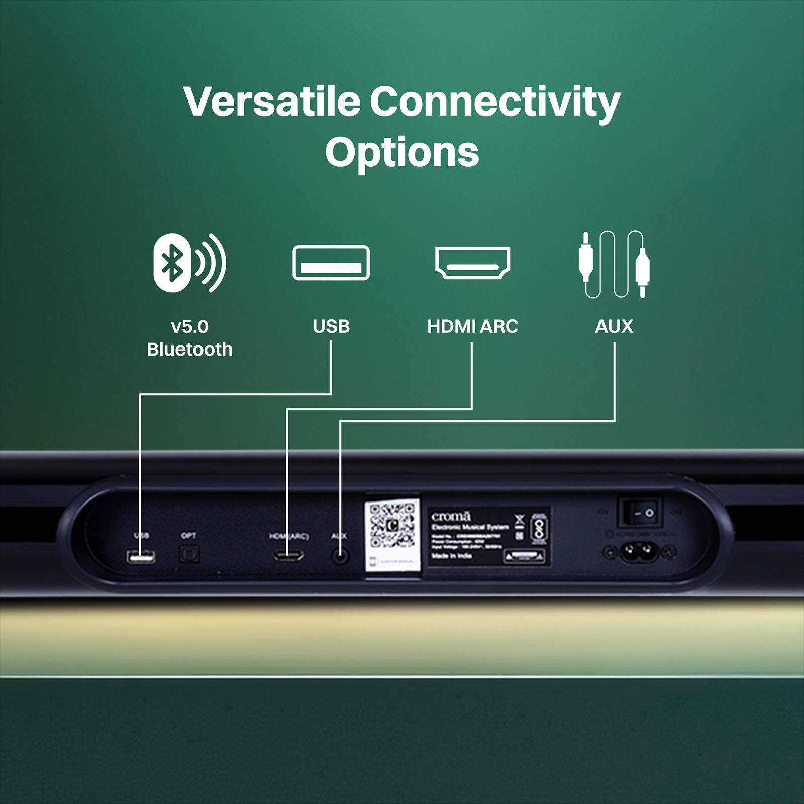 Croma 60W Bluetooth Soundbar with Remote (Preset EQ Modes, 2.0 Channel, Black) Croma 60W Bluetooth Soundbar with Remote (Preset EQ Modes, 2.0 Channel, Black)_13