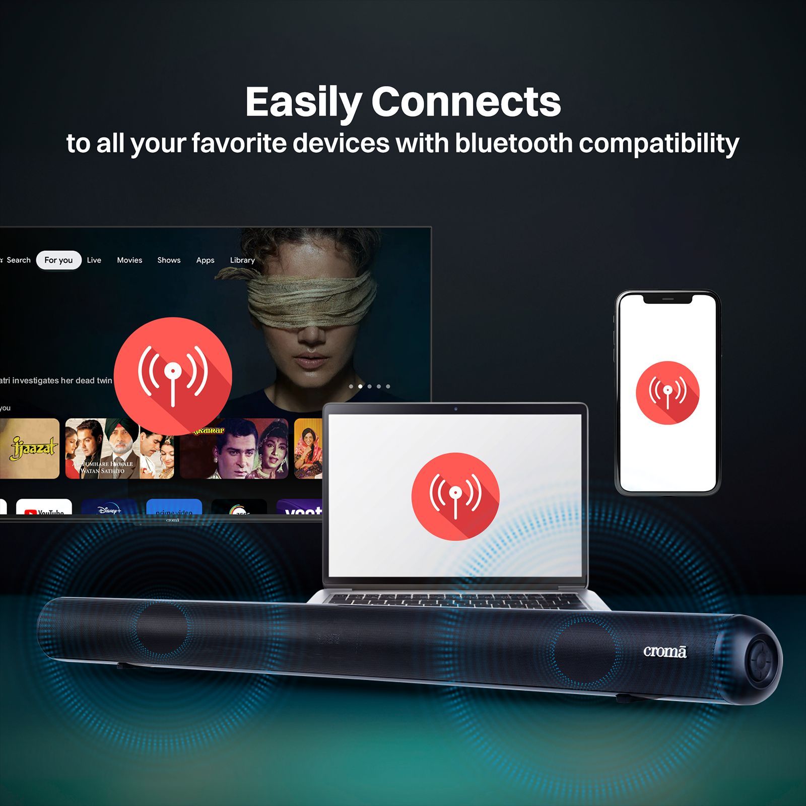 Croma 60W Bluetooth Soundbar with Remote (Preset EQ Modes, 2.0 Channel, Black) Croma 60W Bluetooth Soundbar with Remote (Preset EQ Modes, 2.0 Channel, Black)_14