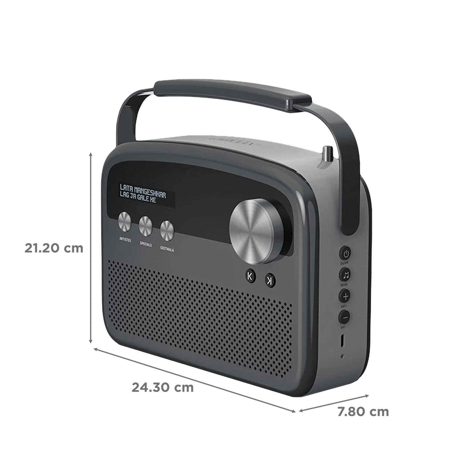 SAREGAMA Carvaan Lite 20 Watts Portable Bluetooth Speaker (5 Hours Playtime, SCL 190, Graphite Grey)_2