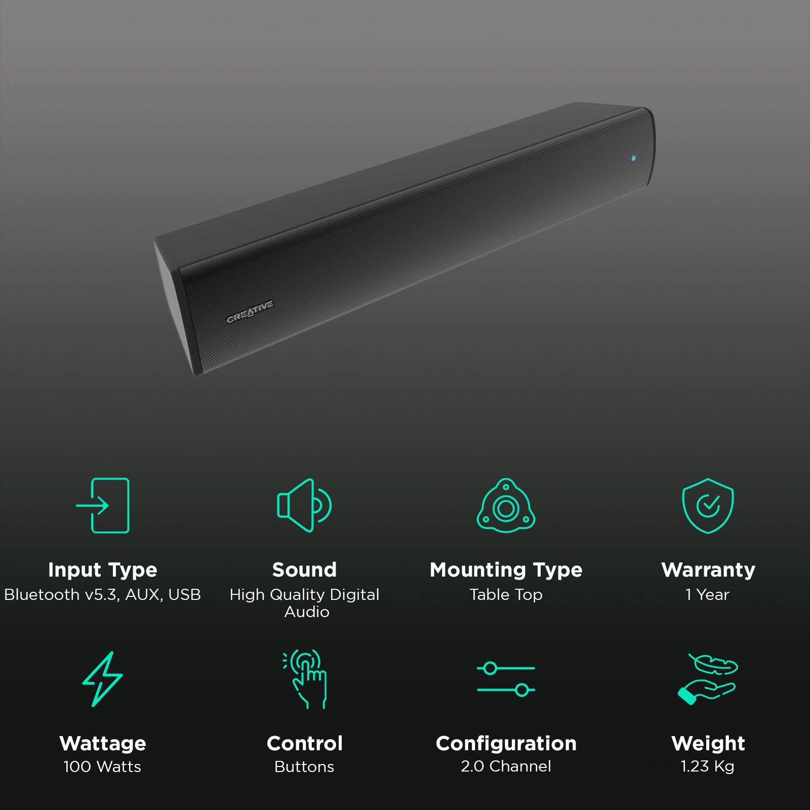 Creative Stage Air V2 100W Bluetooth Soundbar (High Quality Digital Audio, 2.0 Channel, Black)_2