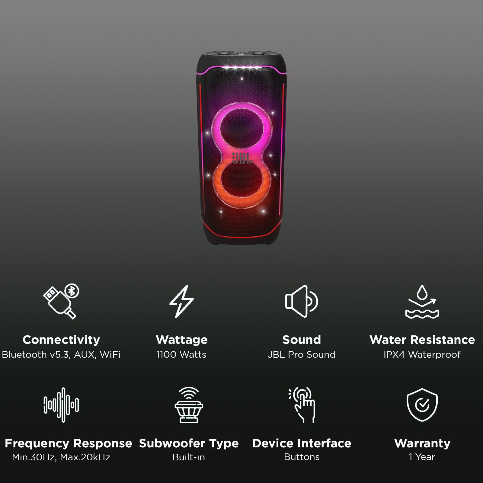 JBL PartyBox Ultimate 1100W Bluetooth Party Speaker (Multi Dimensional Dynamic Lightshow, Black)_3