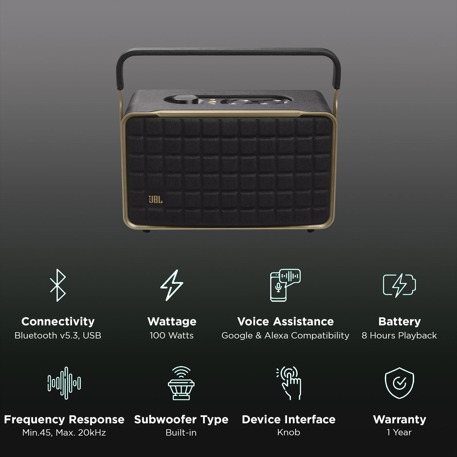 JBL Authentics 300 100W Portable Bluetooth Speaker (Automatic Self Tuning, Stereo Channel, Black) JBL Authentics 300 100W Portable Bluetooth Speaker (Automatic Self Tuning, Stereo Channel, Black)_2