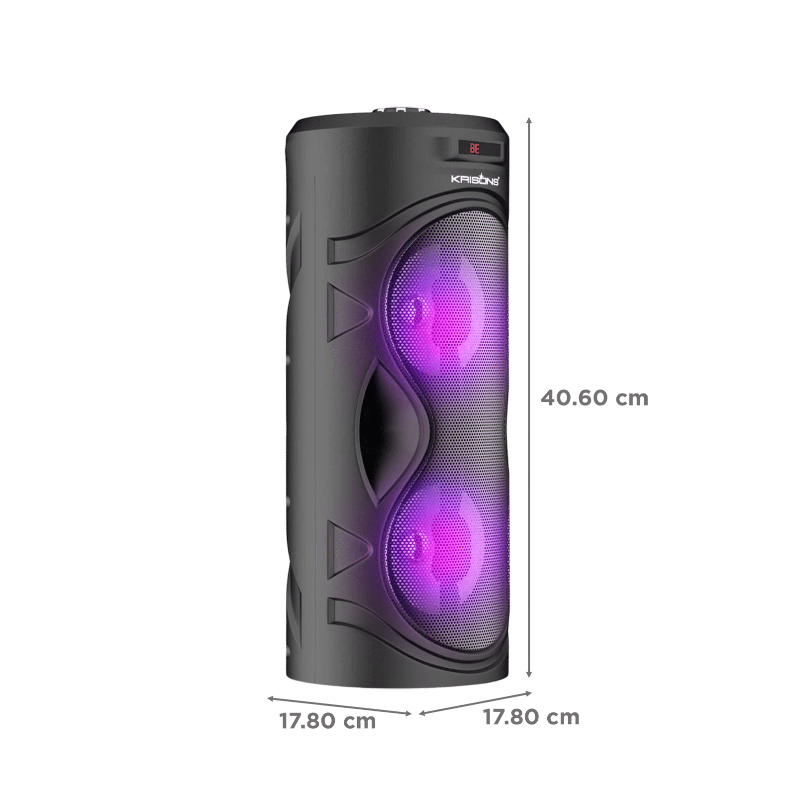Krisons Cylender 40W Bluetooth Party Speaker with Mic (Flashing DJ Lights, 2.0 Channel, Black)_2