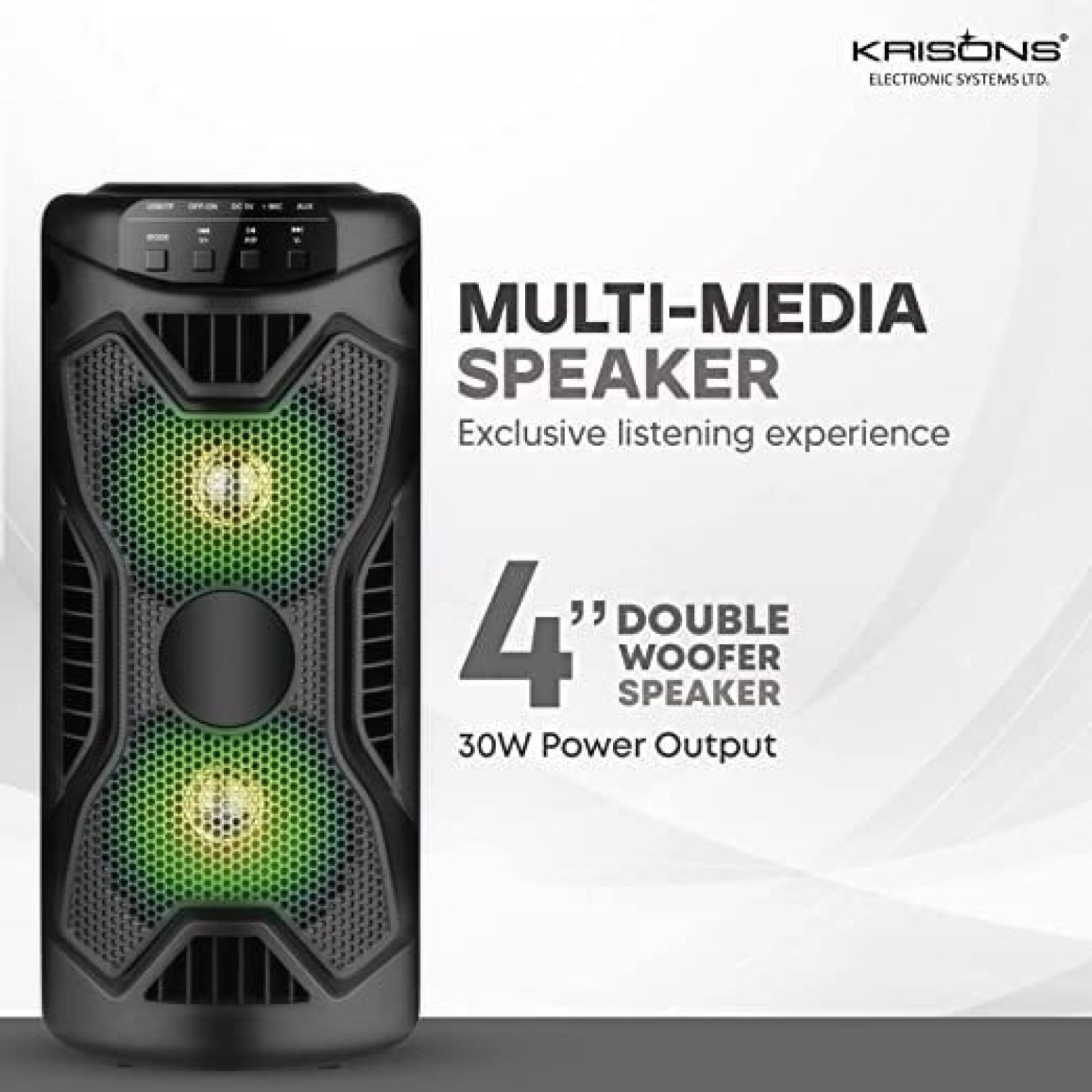 Krisons Rockstar 30W Bluetooth Party Speaker with Mic (FM Radio, 2.0 Channel, Black)_4