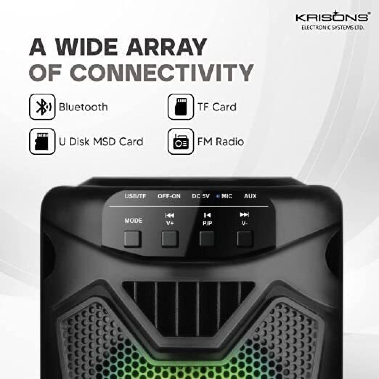 Krisons Rockstar 30W Bluetooth Party Speaker with Mic (FM Radio, 2.0 Channel, Black)_5