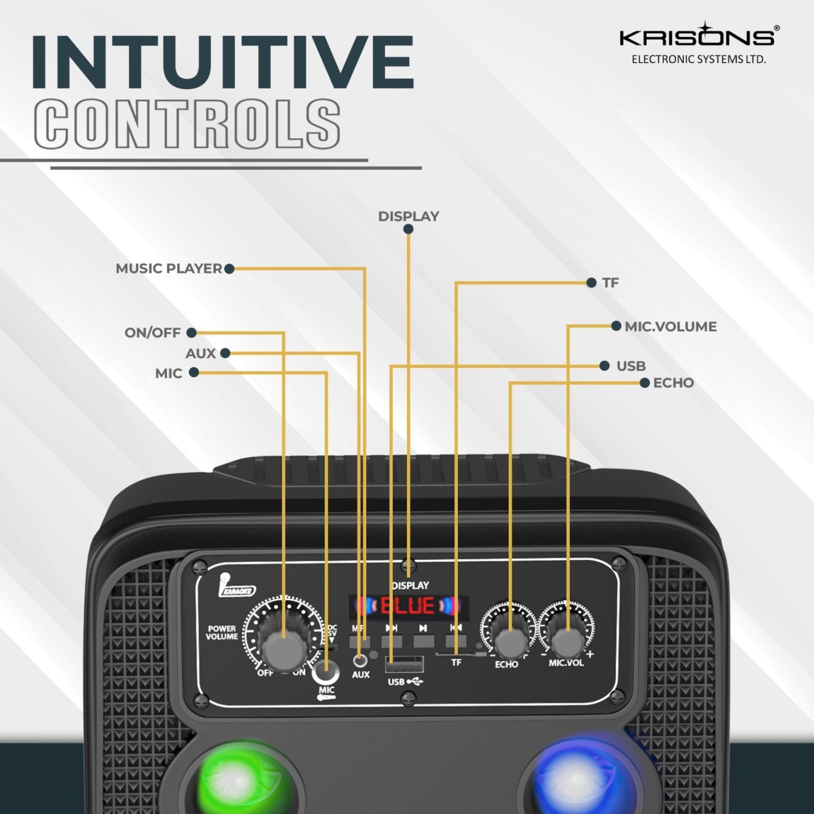 Krisons Ultima 30W Bluetooth Party Speaker with Mic (Karaoke Supported, 2.1 Channel, Black)_9