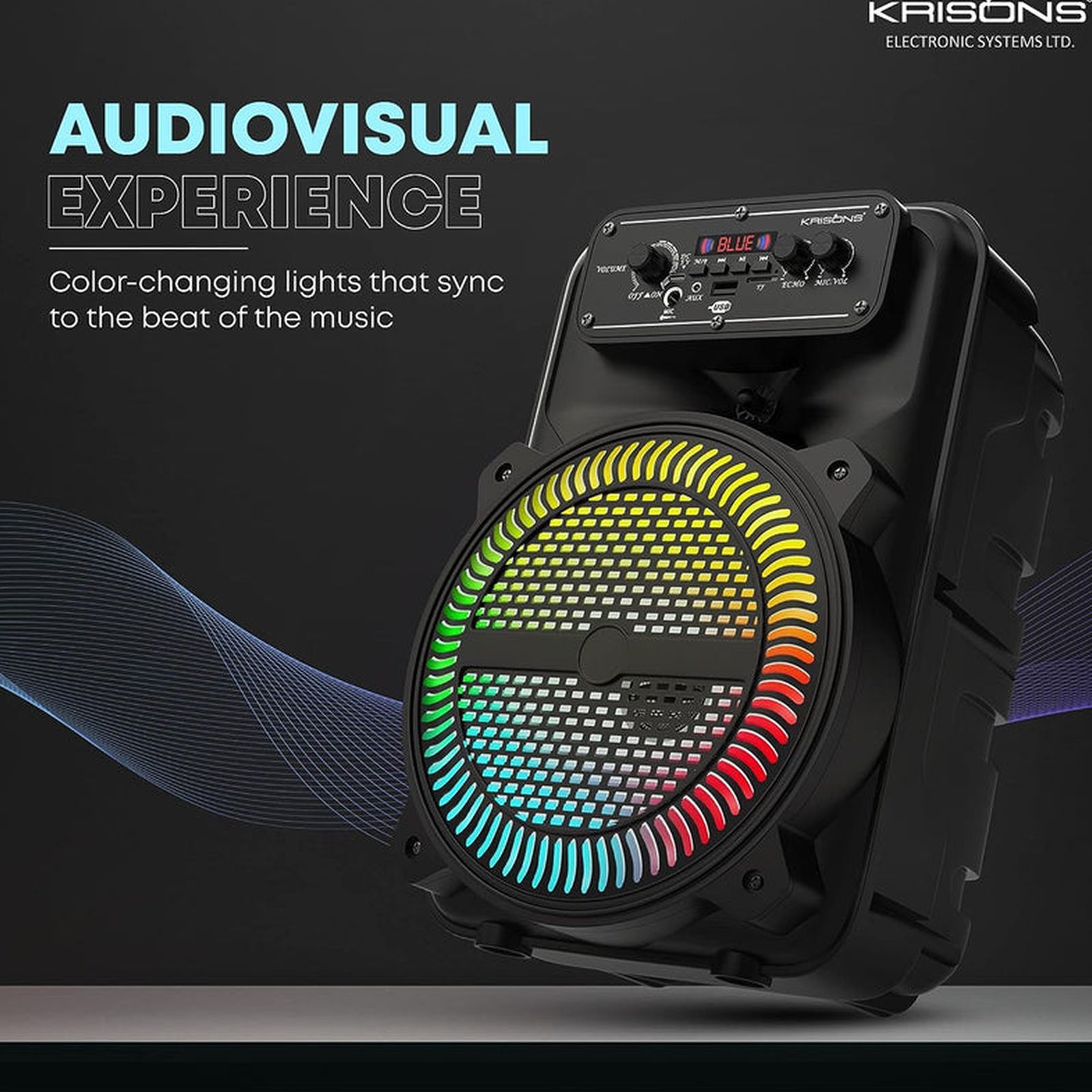 Krisons MoonStar 30W Bluetooth Party Speaker with Mic (Bass Boost, 2.0 Channel, Black)_7