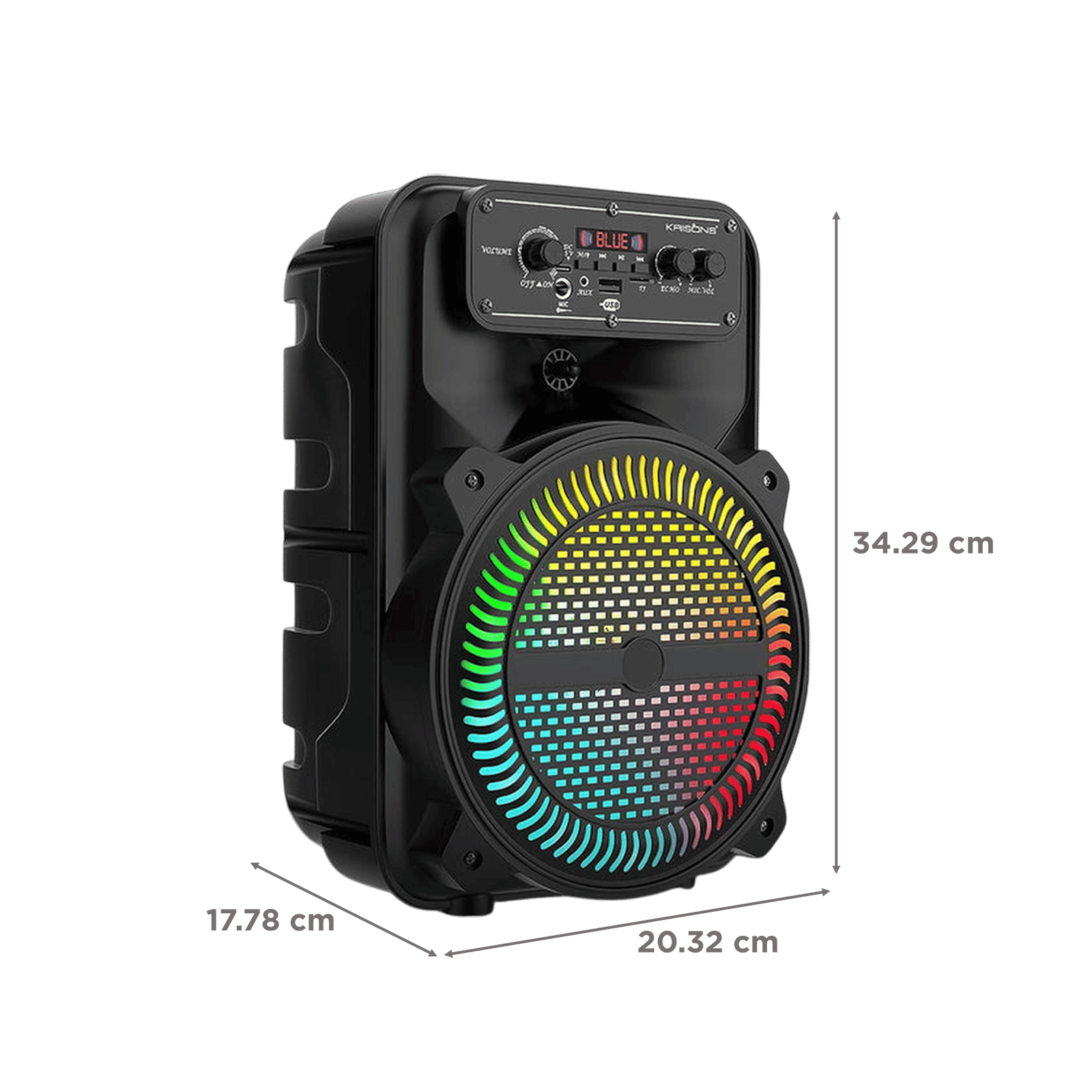 Krisons MoonStar 30W Bluetooth Party Speaker with Mic (Bass Boost, 2.0 Channel, Black)_2