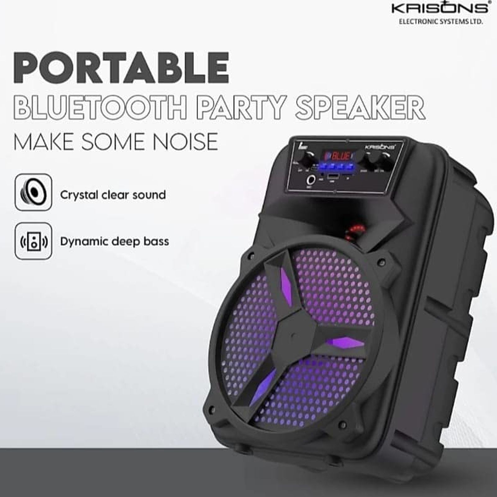 Krisons Stone 20W Bluetooth Party Speaker with Mic (Full HD Sound, 1.0 Channel, Black)_7