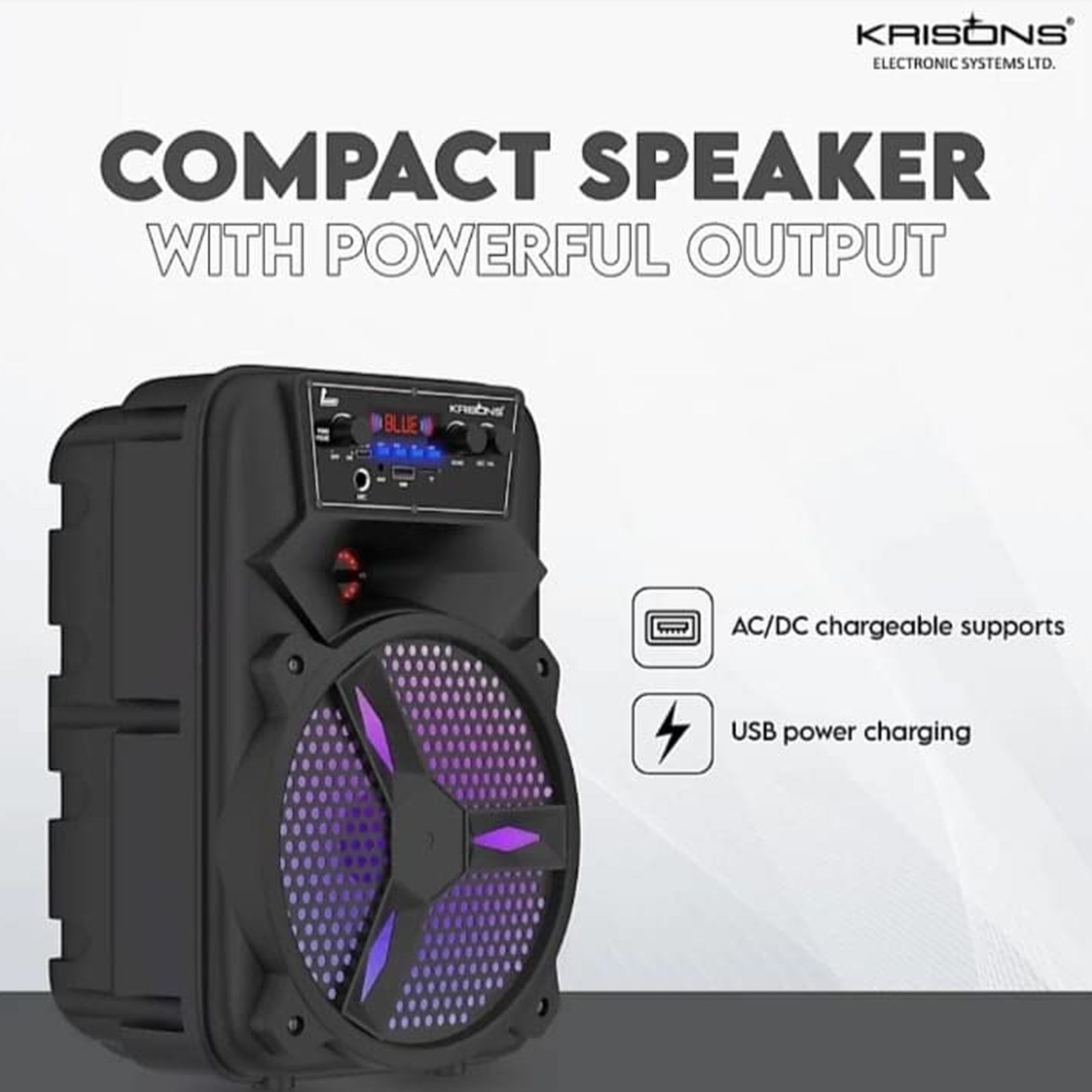 Krisons Stone 20W Bluetooth Party Speaker with Mic (Full HD Sound, 1.0 Channel, Black)_4