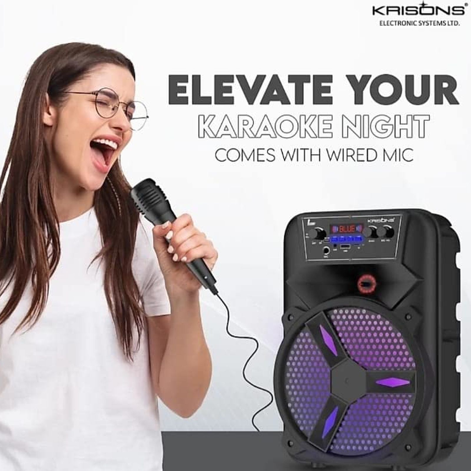 Krisons Stone 20W Bluetooth Party Speaker with Mic (Full HD Sound, 1.0 Channel, Black)_6