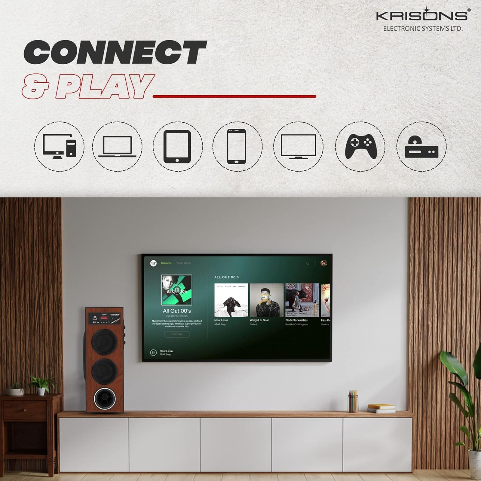 KRISONS Thunder 80W Multimedia Speaker (Bluetooth Connectivity, 2.1 Channel, Brown and Black)_9