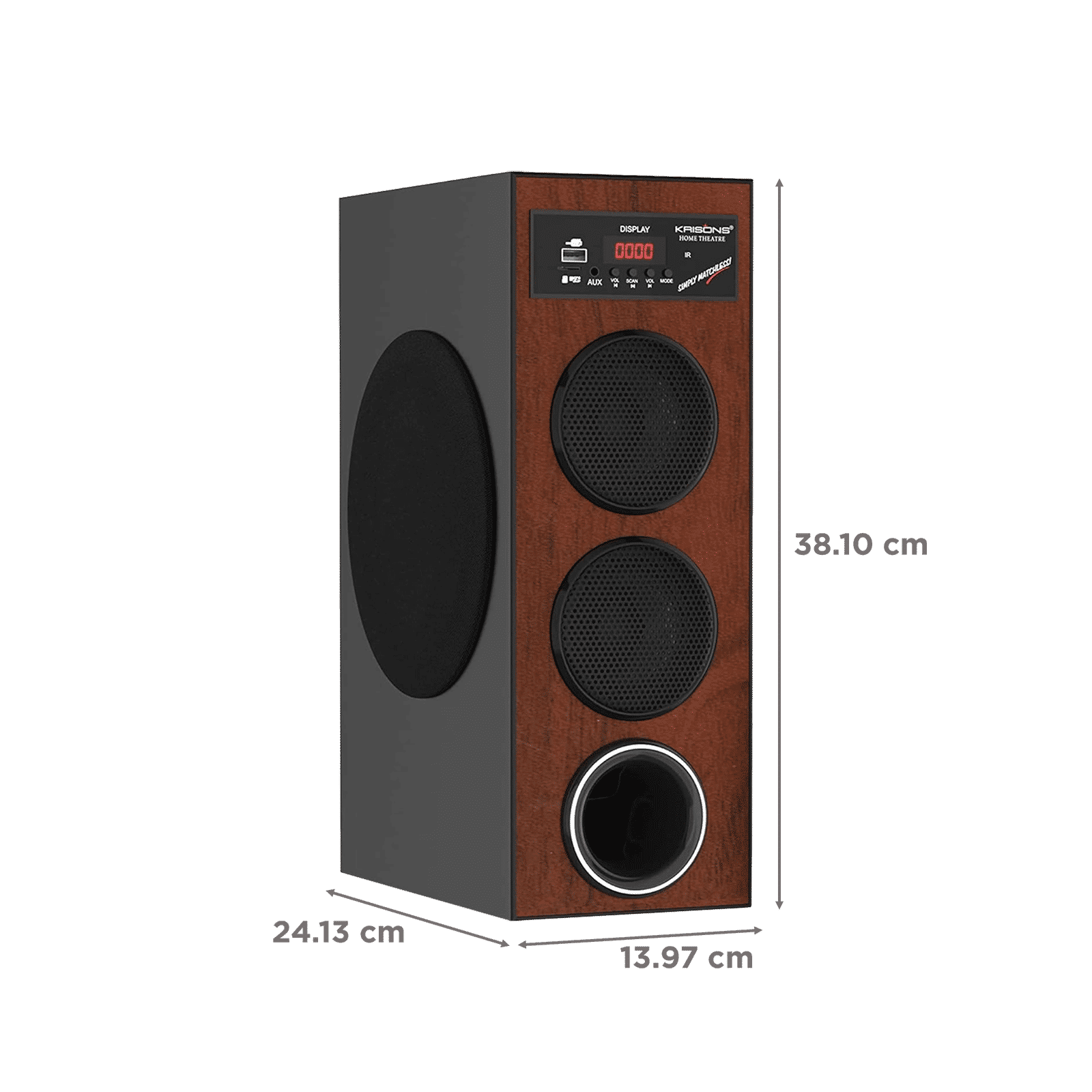 KRISONS Thunder 80W Multimedia Speaker (Bluetooth Connectivity, 2.1 Channel, Brown and Black)_2