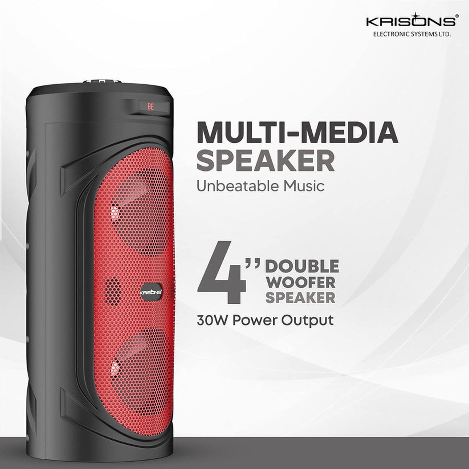 KRISONS Redstar 40W Bluetooth Party Speaker with Mic (Double 4 Woofer, 2.1 Channel, Black)_7