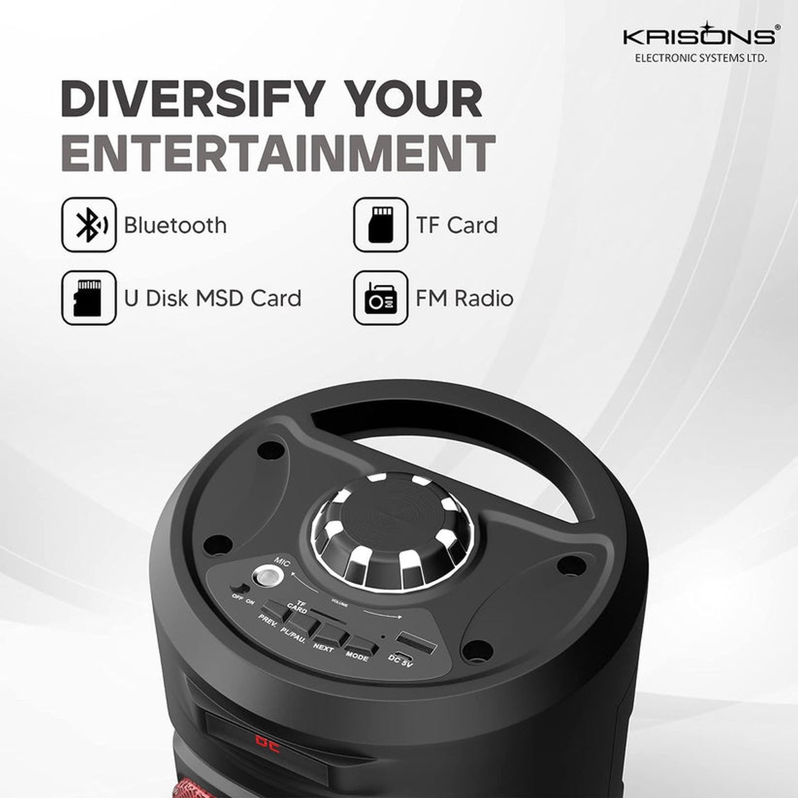 KRISONS Redstar 40W Bluetooth Party Speaker with Mic (Double 4 Woofer, 2.1 Channel, Black)_9